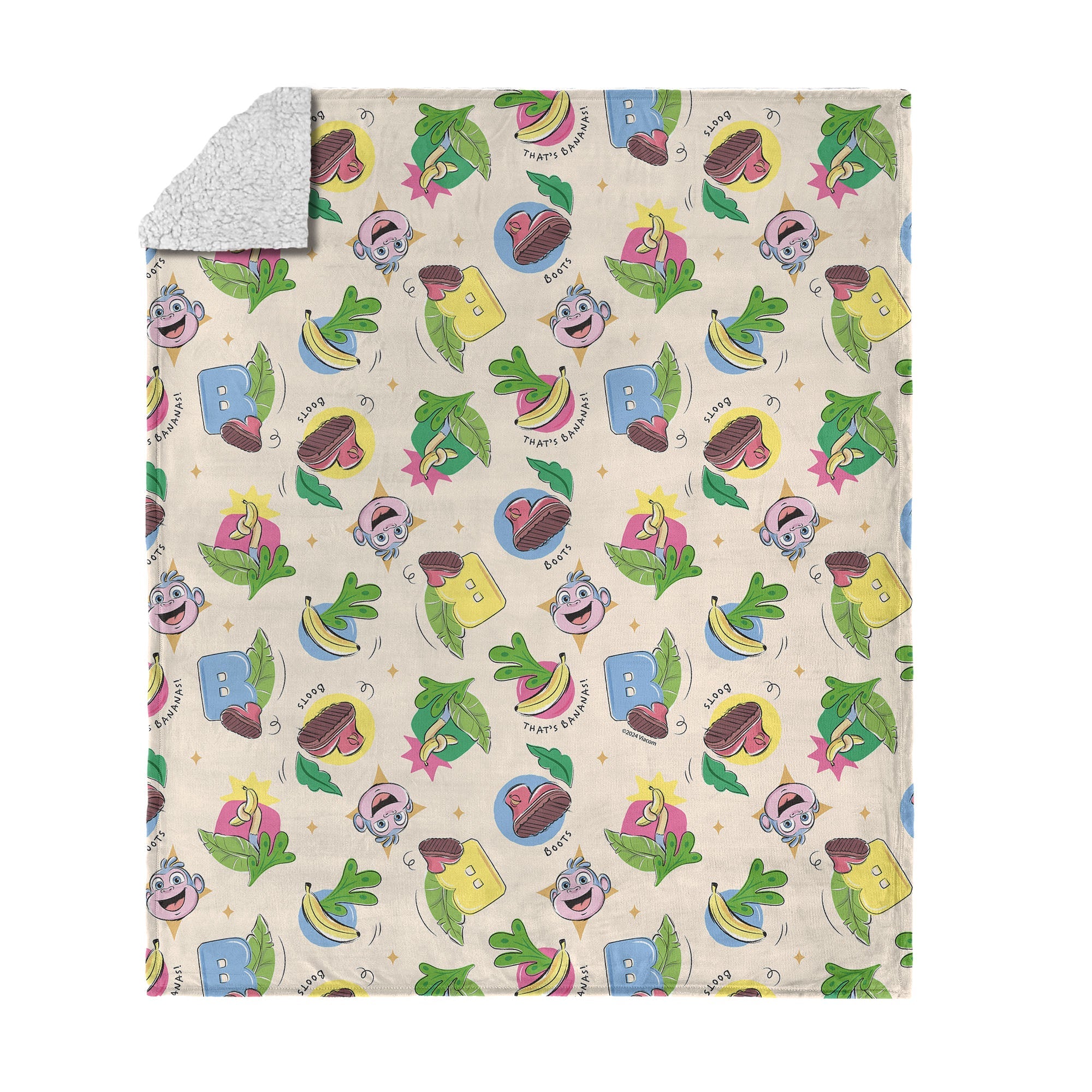 Dora the Explorer Boots Pattern Silk Touch Sherpa Throw Blanket 50 x 60 inches