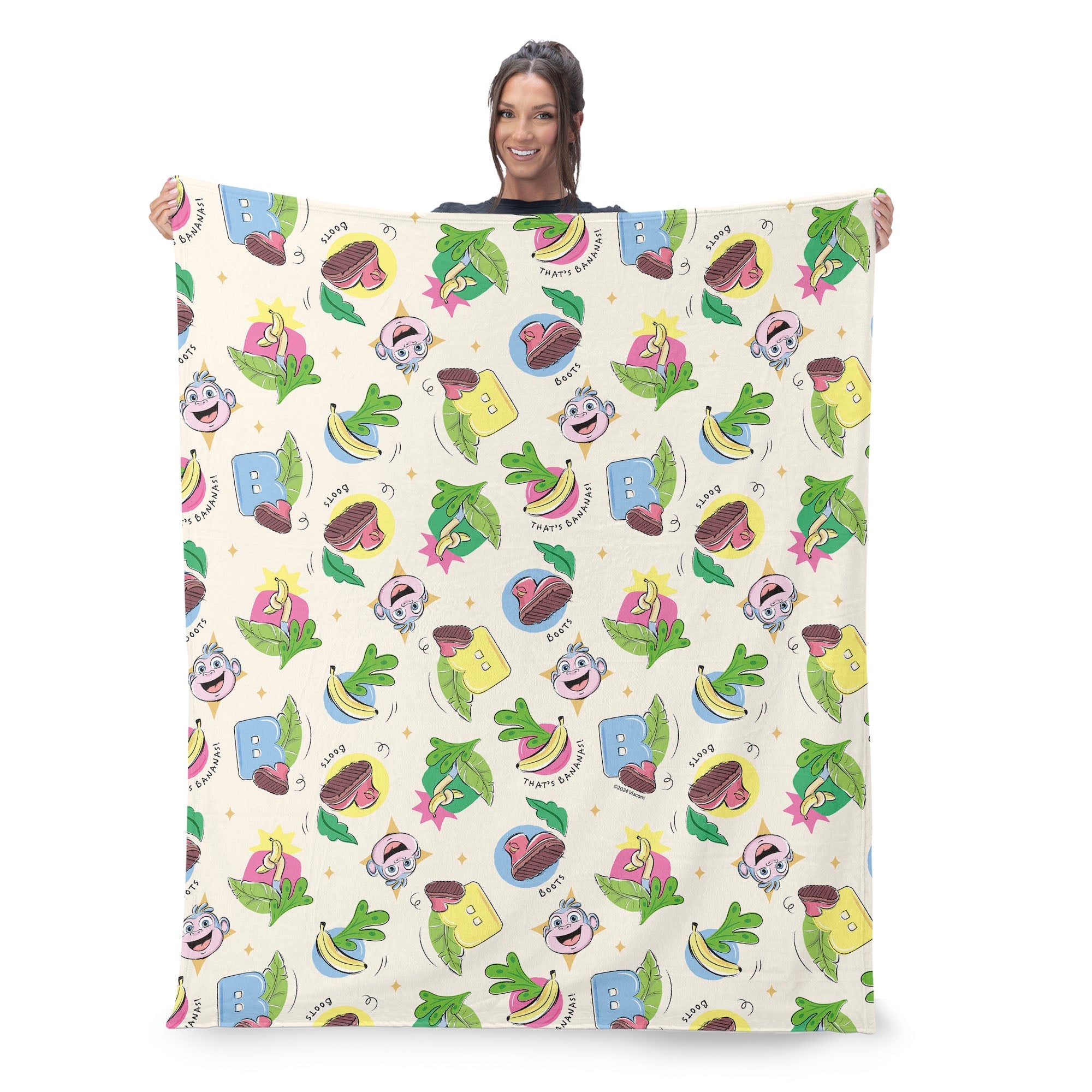 Dora the Explorer Boots Pattern Silk Touch Sherpa Throw Blanket 50 x 60 inches