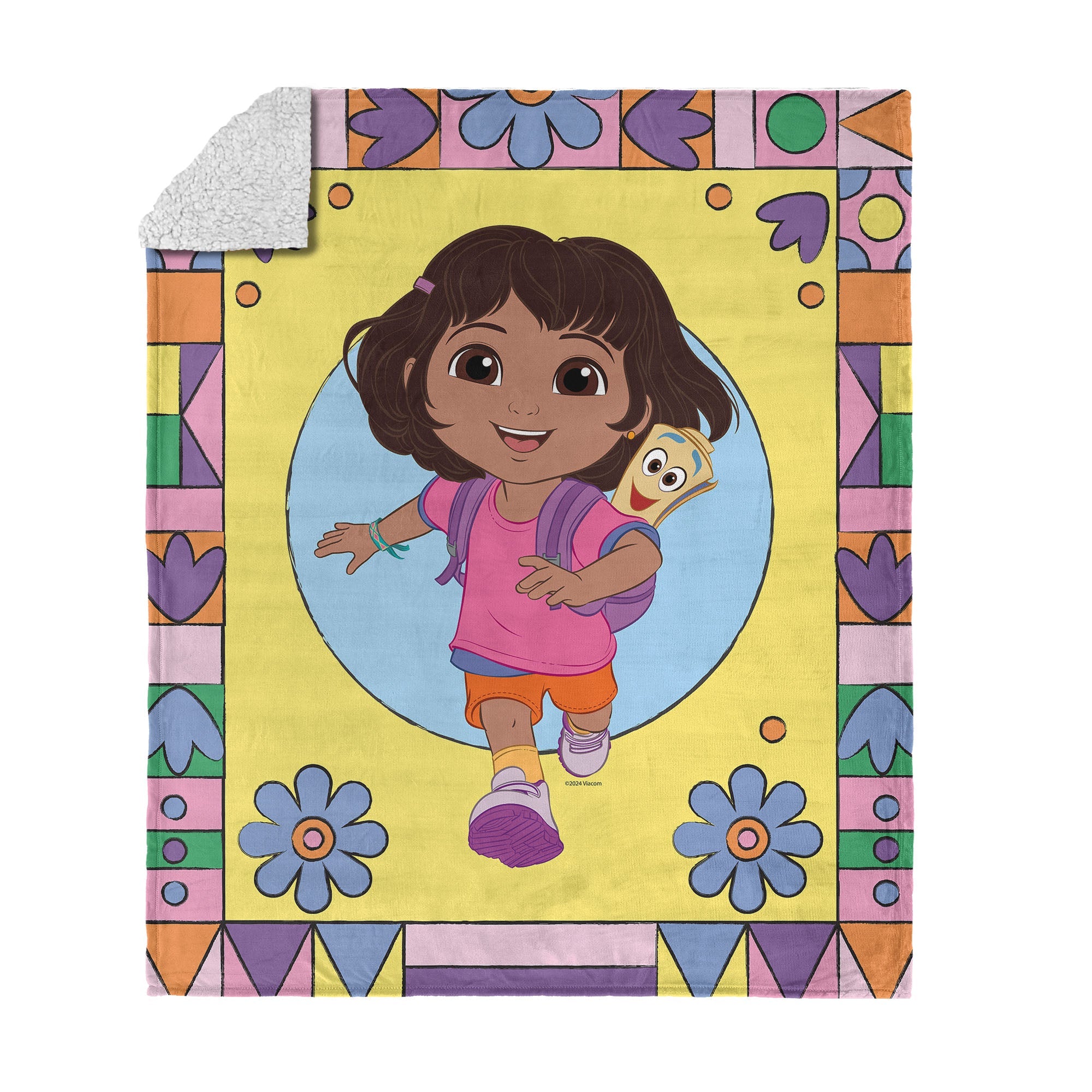 Dora the Explorer Running Dora Silk Touch Sherpa Throw Blanket 50 x 60 inches