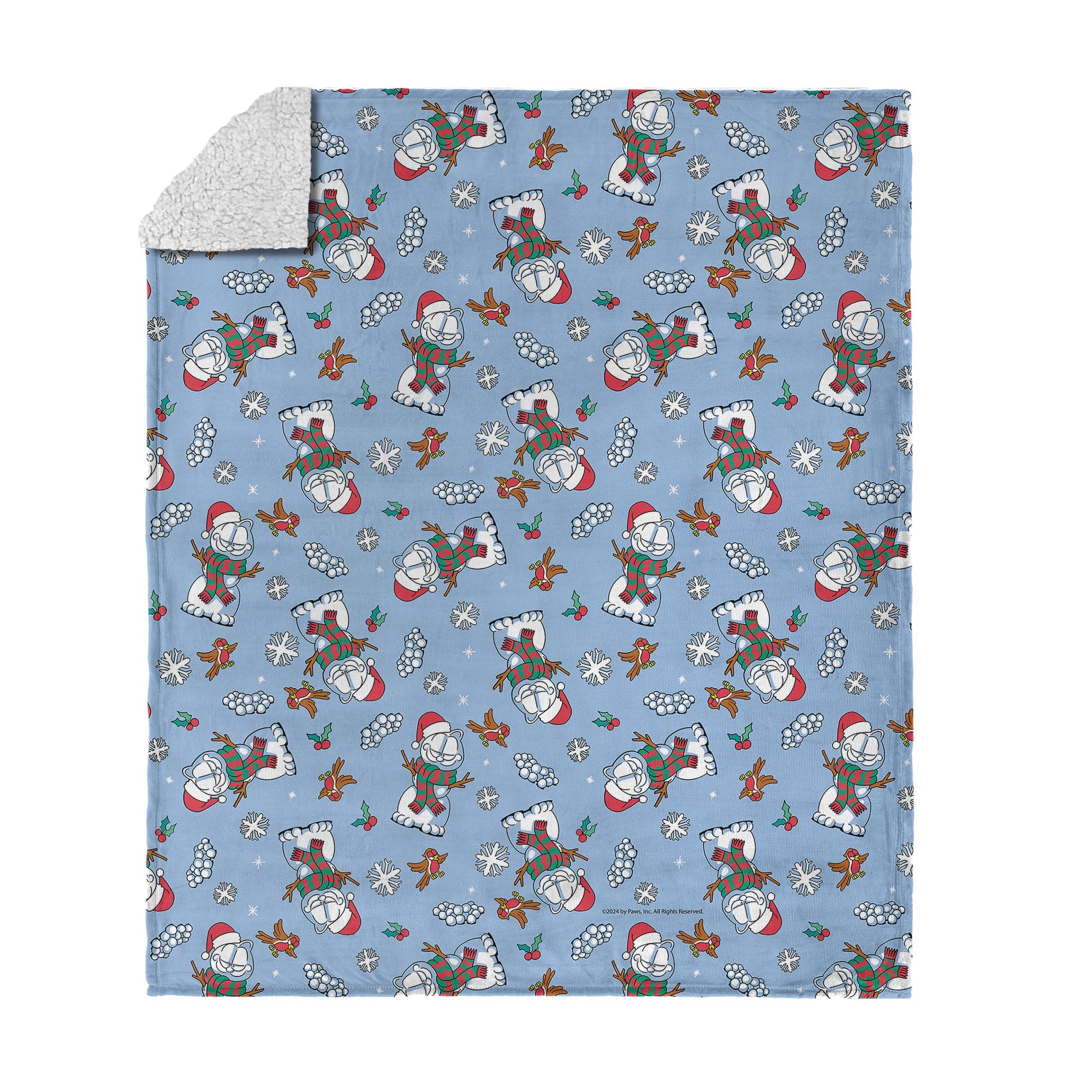 Nickelodeon Garfield Snowman Garf Silk Touch Sherpa Throw Blanket 50x60 Inches