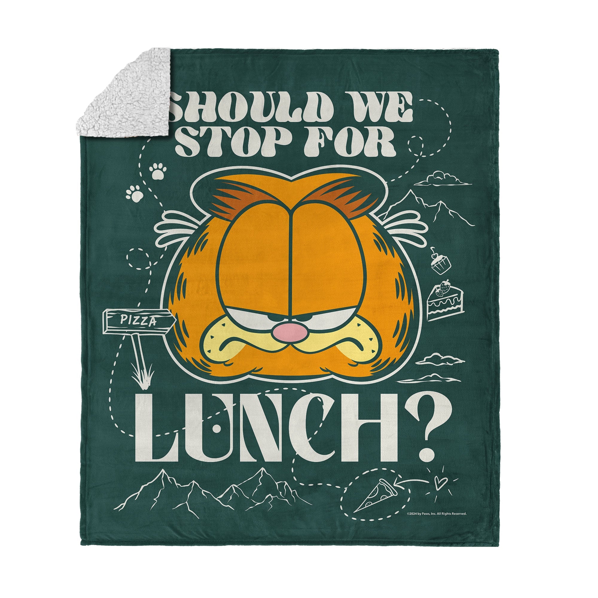 Nickelodeon Garfield Stop For Lunch Silk Touch Sherpa Throw Blanket 50x60 Inches
