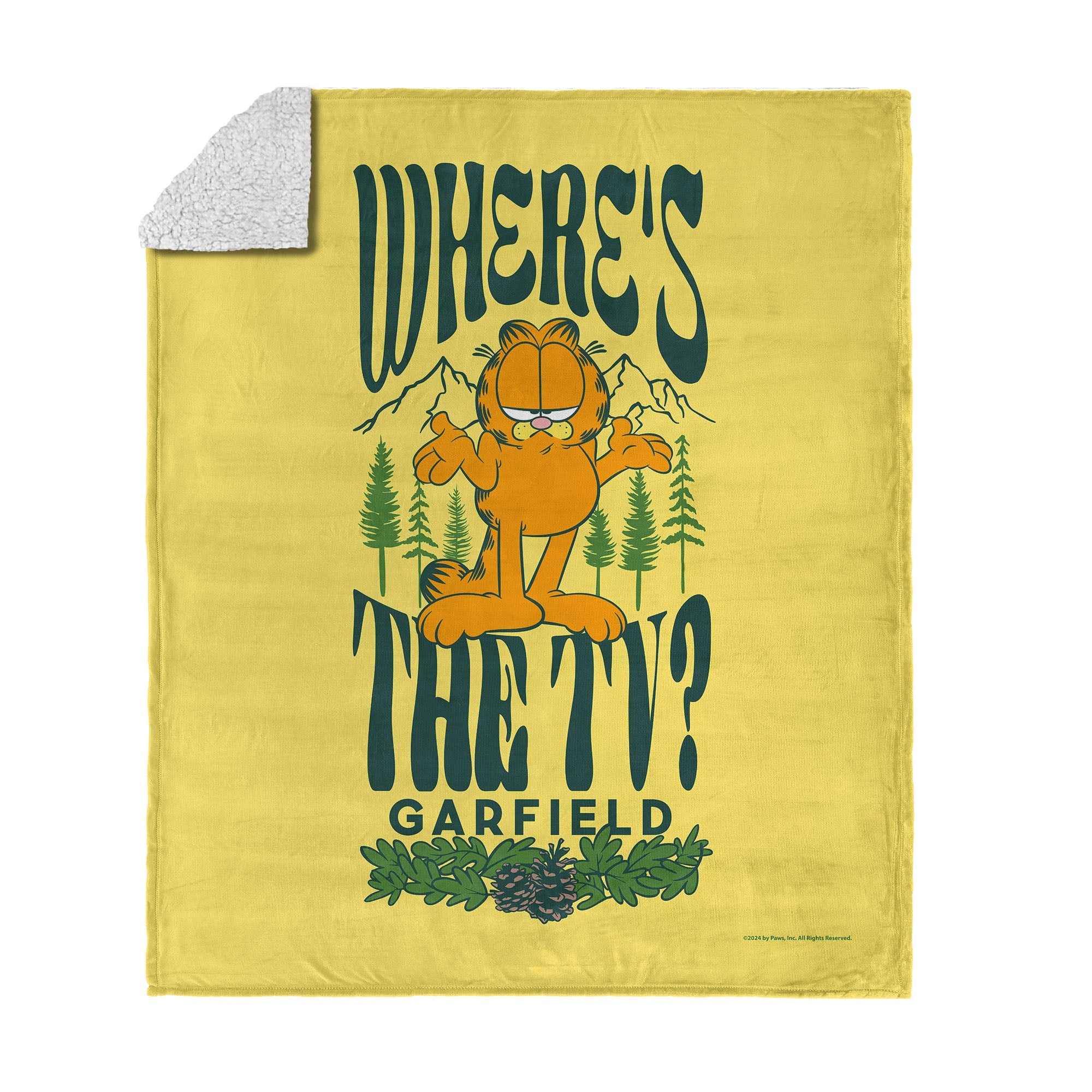 Nickelodeon Garfield Where's the TV Silk Touch Sherpa Throw Blanket 50x60 Inches
