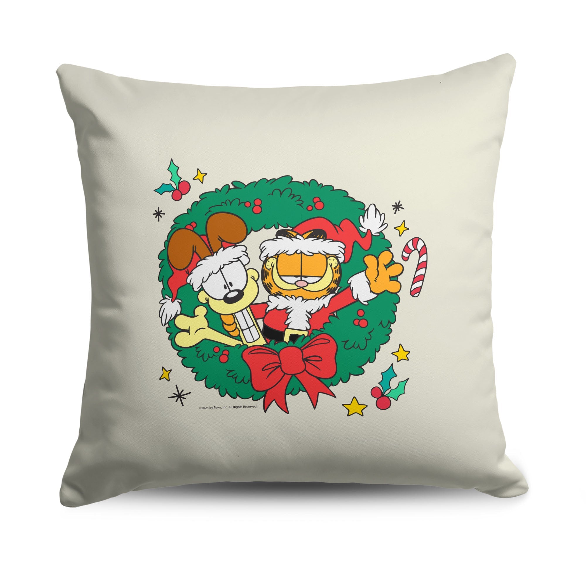 Paramount Garfield Garf Odie Wreath Throw Pillow 18X18 Inches
