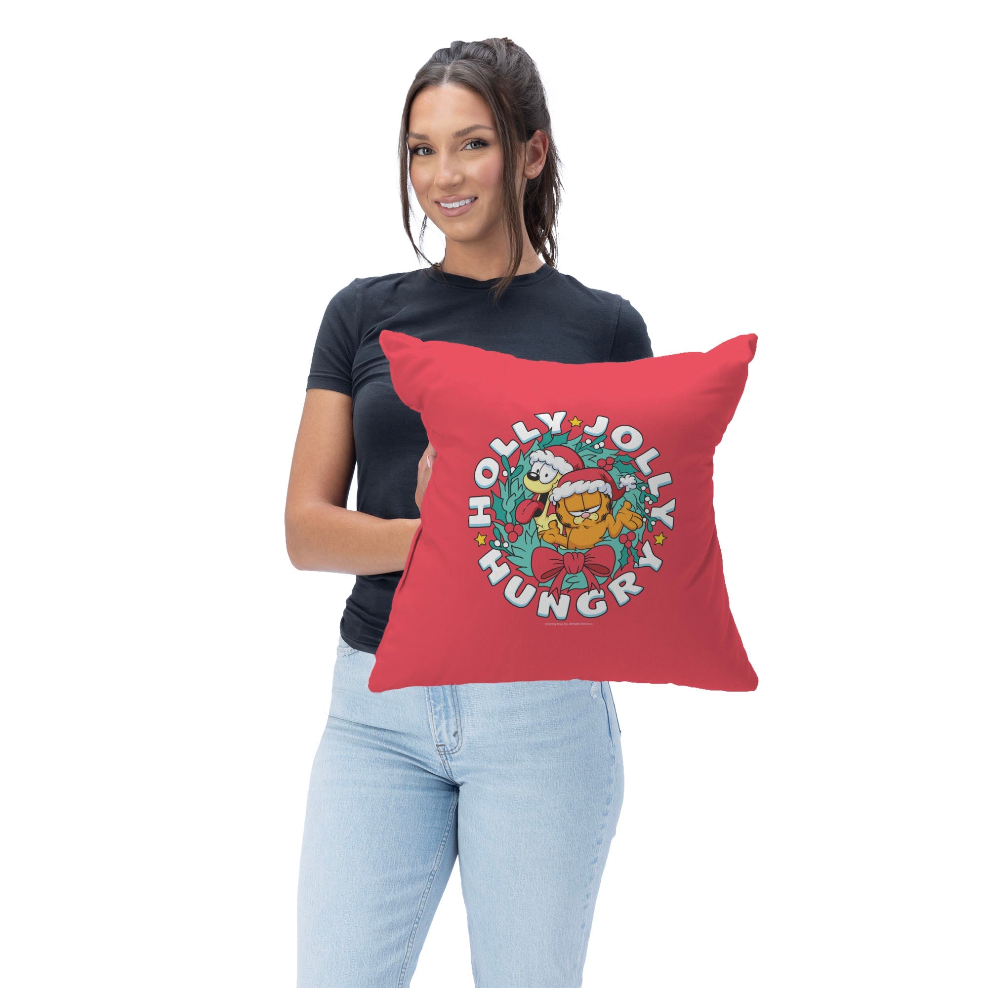 Paramount Garfield Holly Jolly Hungry Throw Pillow 18X18 Inches