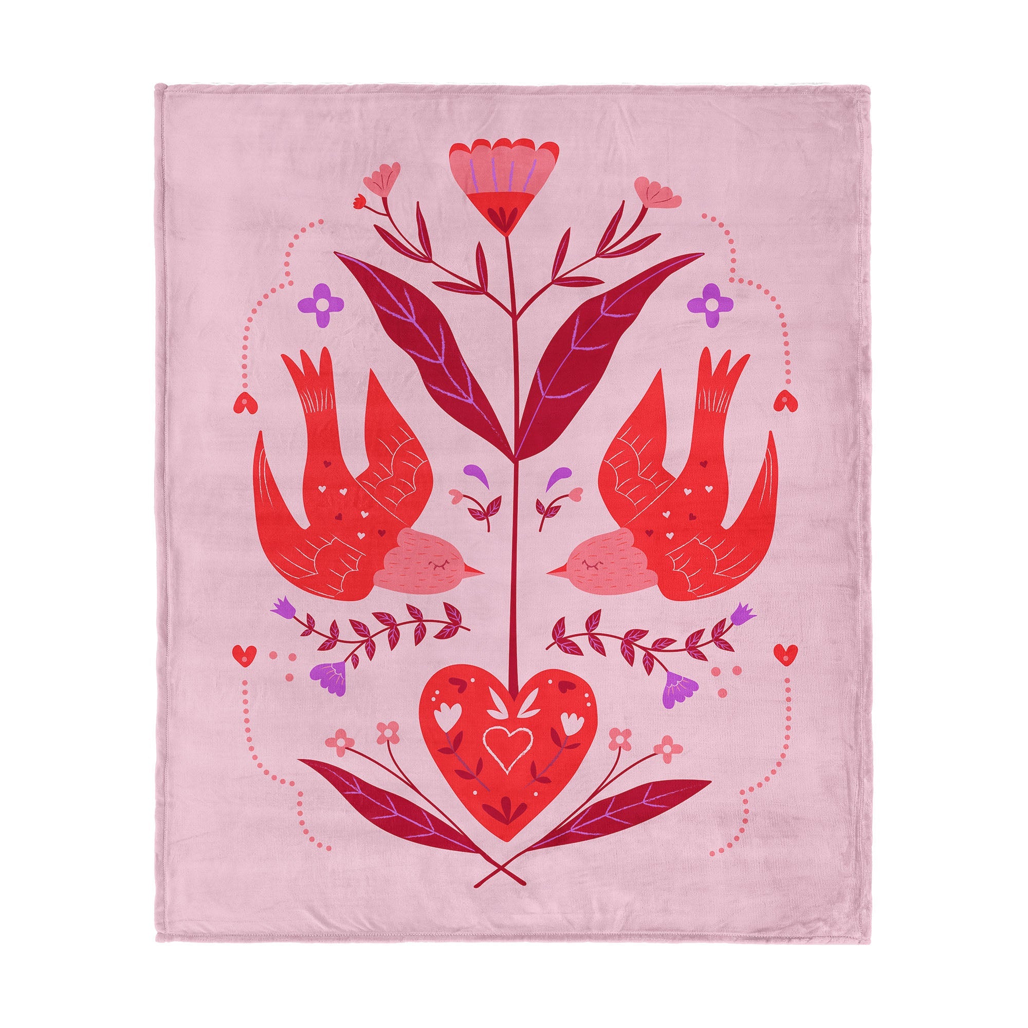 Valentine's Day Flying Birds Silk Touch Throw Blanket 50x60 Inches