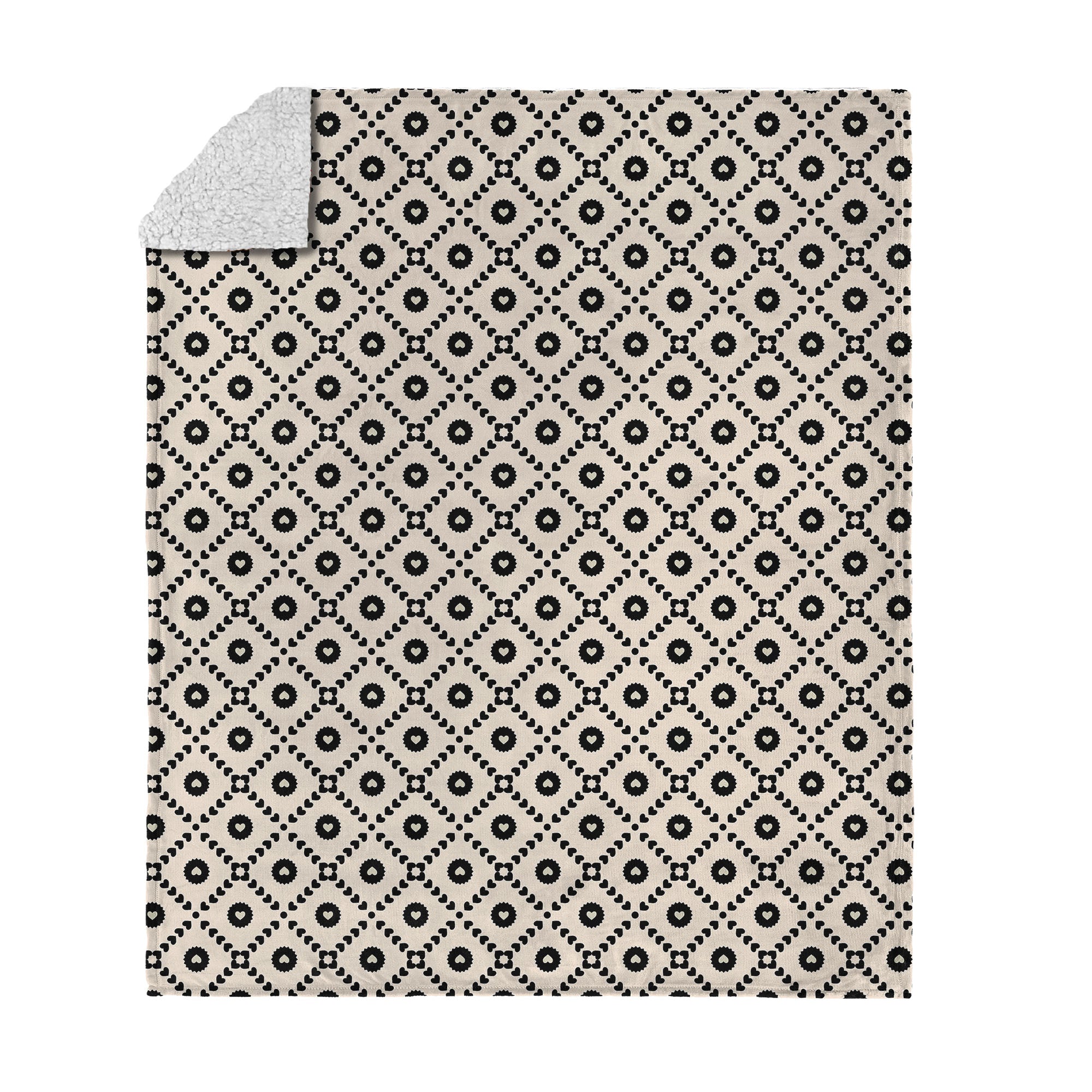 Valentine's Day Black Hearts Silk Touch Sherpa Throw Blanket 50x60 Inches