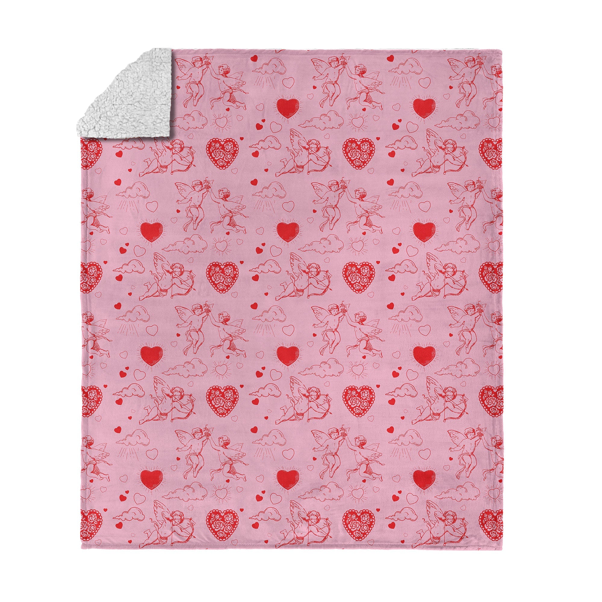 Valentine's Day Cupid Silk Touch Sherpa Throw Blanket 50x60 Inches