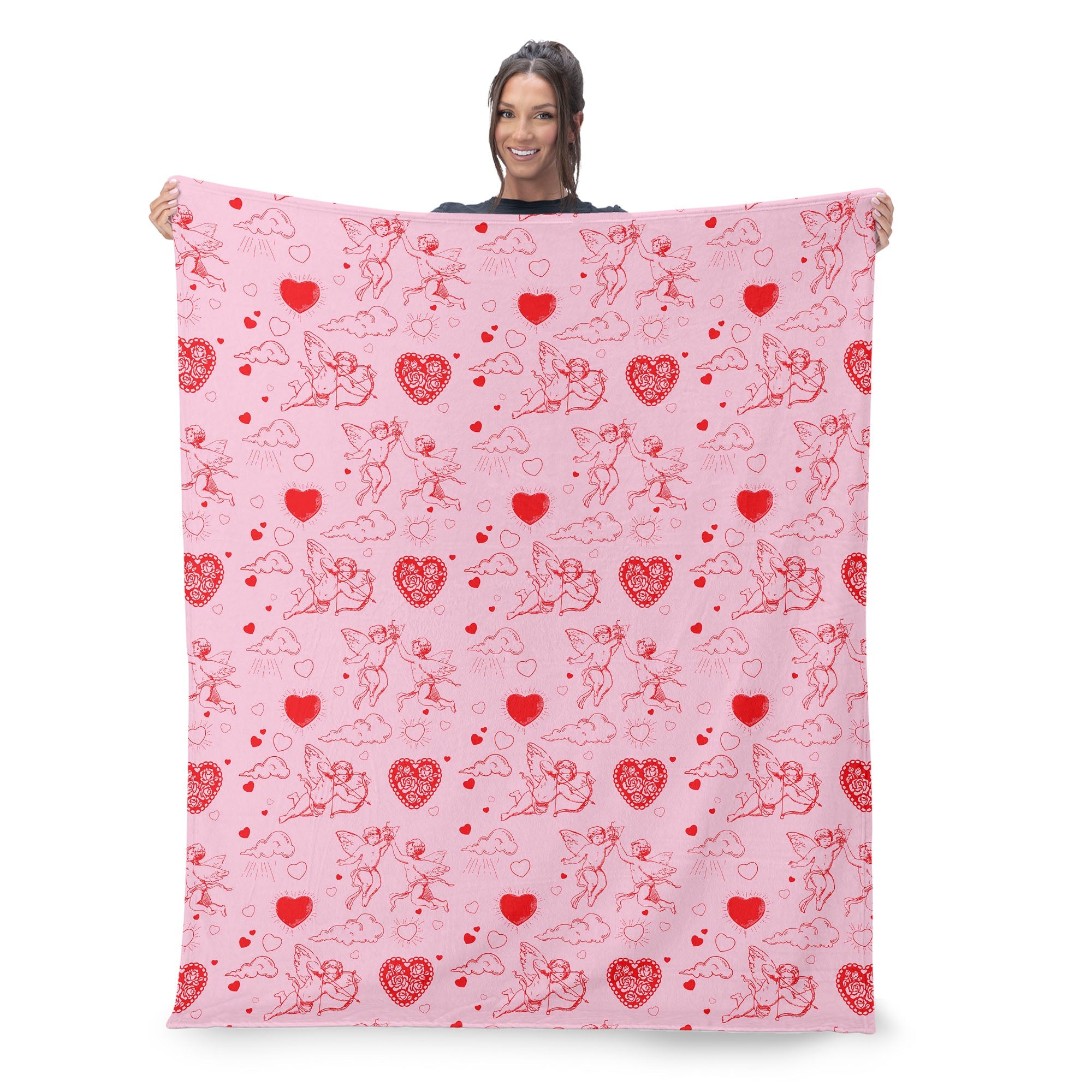 Valentine's Day Cupid Silk Touch Sherpa Throw Blanket 50x60 Inches