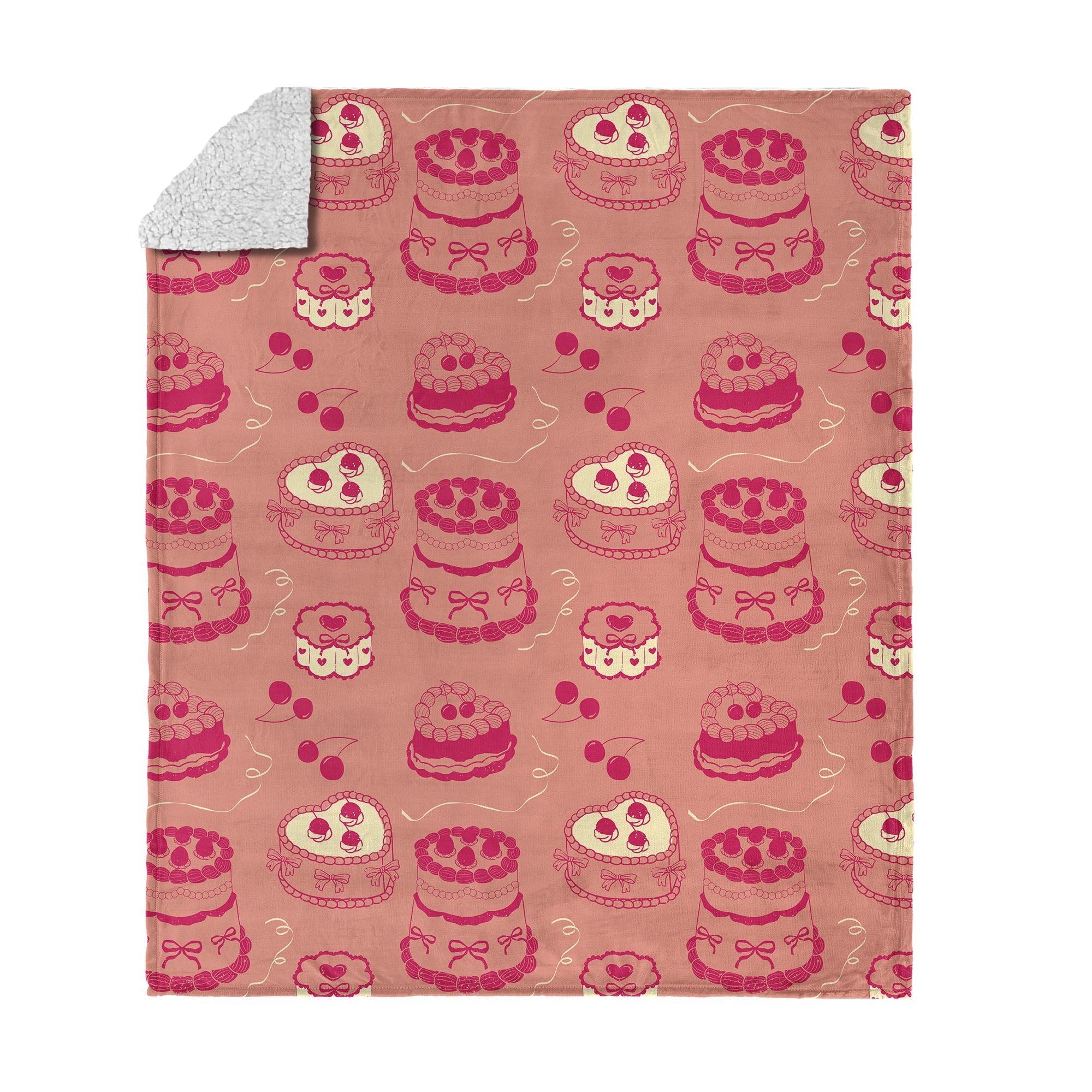 Valentine's Day V-Day Cakes Silk Touch Sherpa Throw Blanket 50x60 Inches