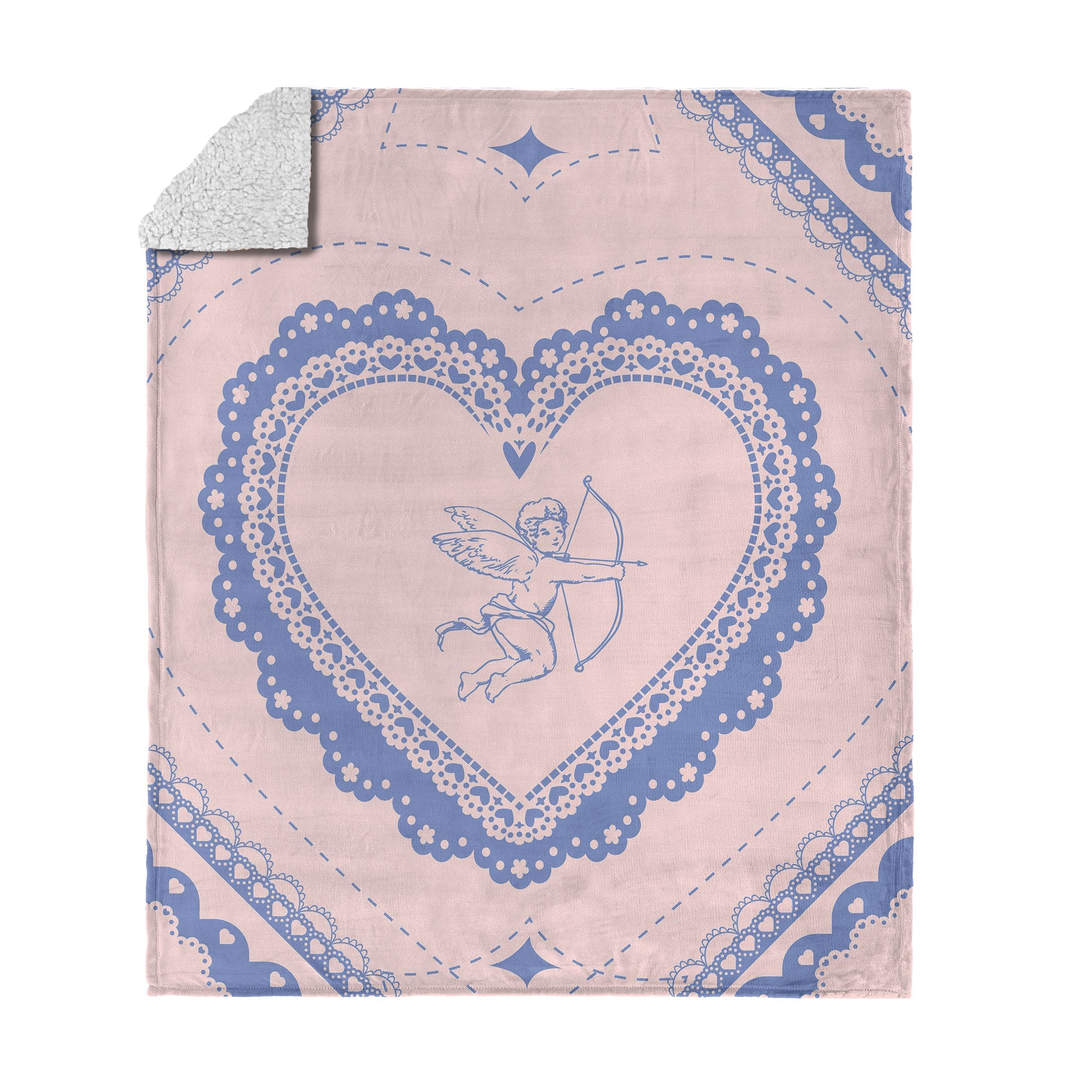 Valentine's Day Vintage Hearts Silk Touch Sherpa Throw Blanket 50x60 Inches