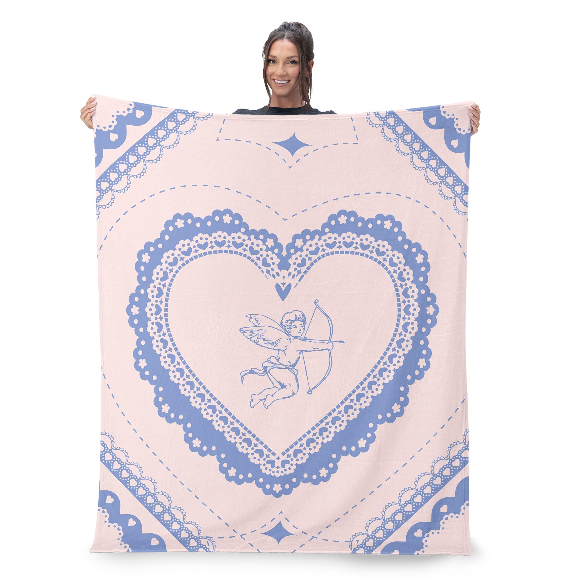 Valentine's Day Vintage Hearts Silk Touch Sherpa Throw Blanket 50x60 Inches