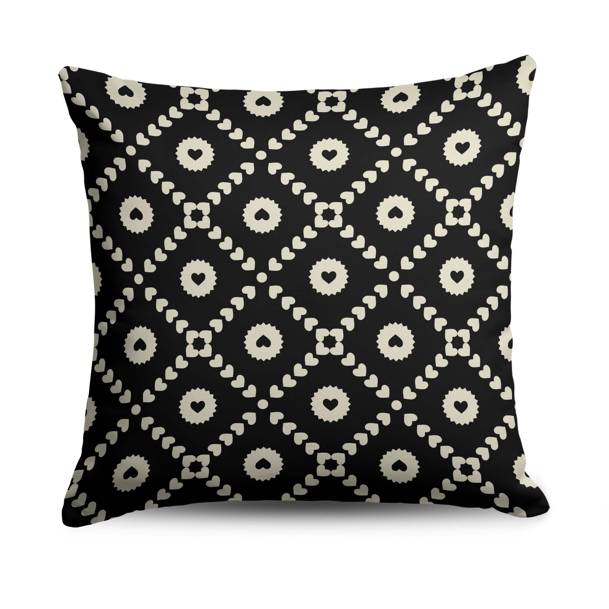Valentine's Day Black Hearts Throw Pillow 18X18 Inches