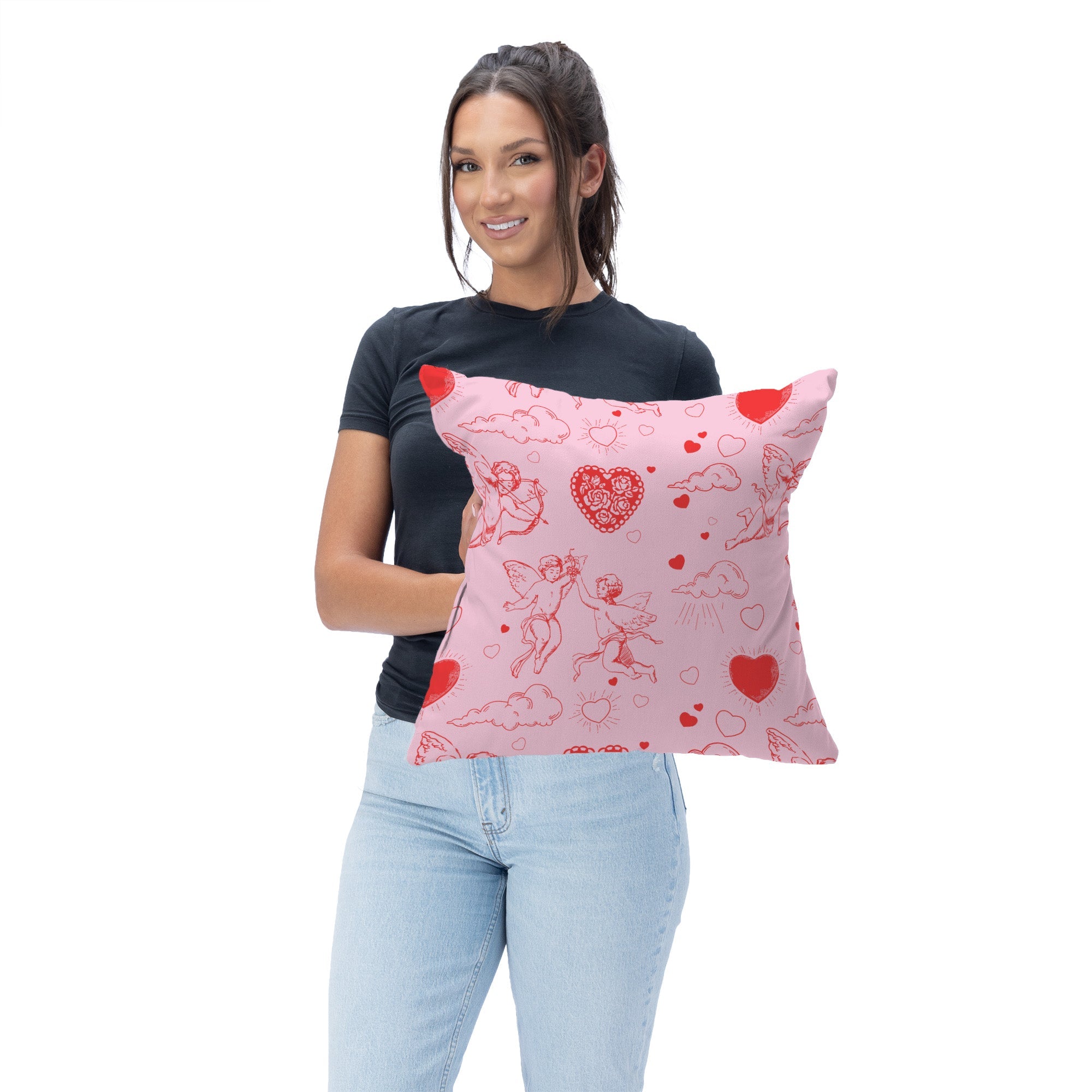 Valentine's Day Cupid Throw Pillow 18X18 Inches