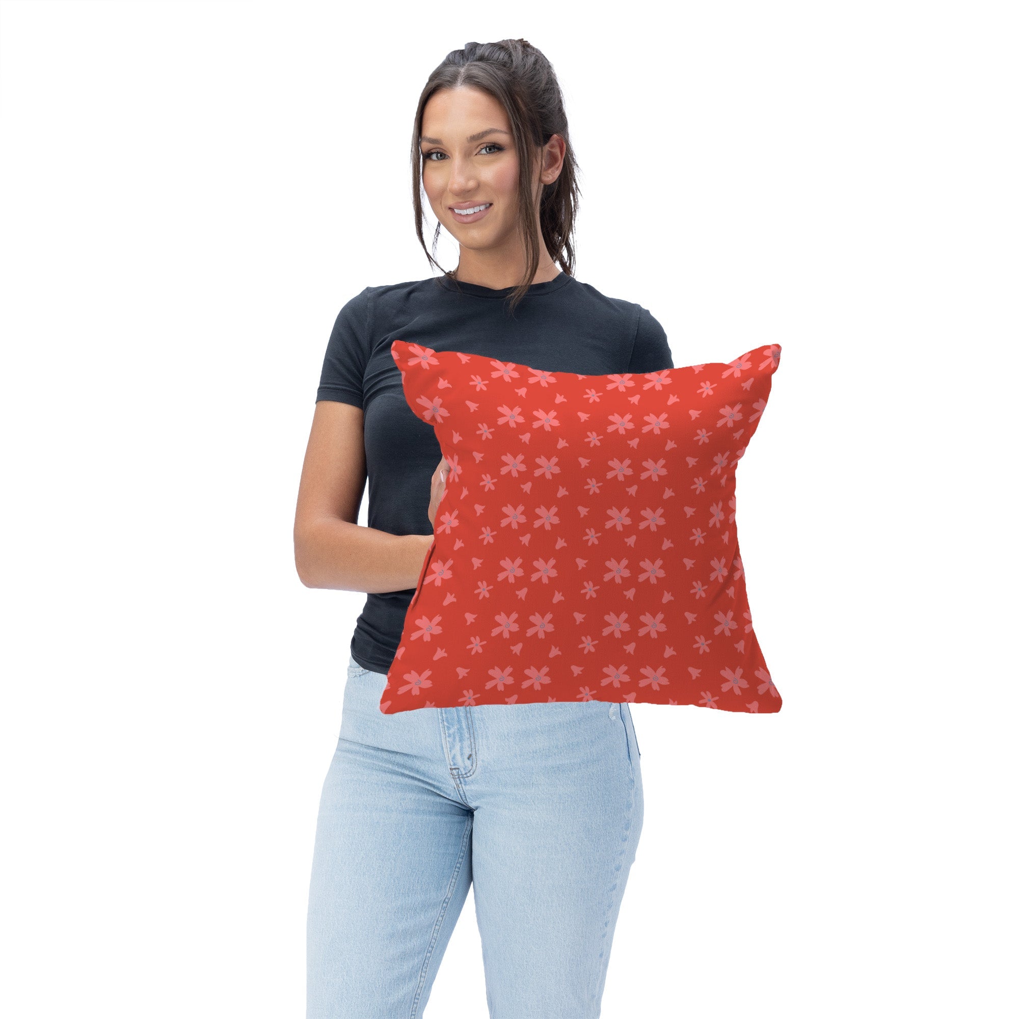 Valentine's Day Flowers Throw Pillow 18X18 Inches