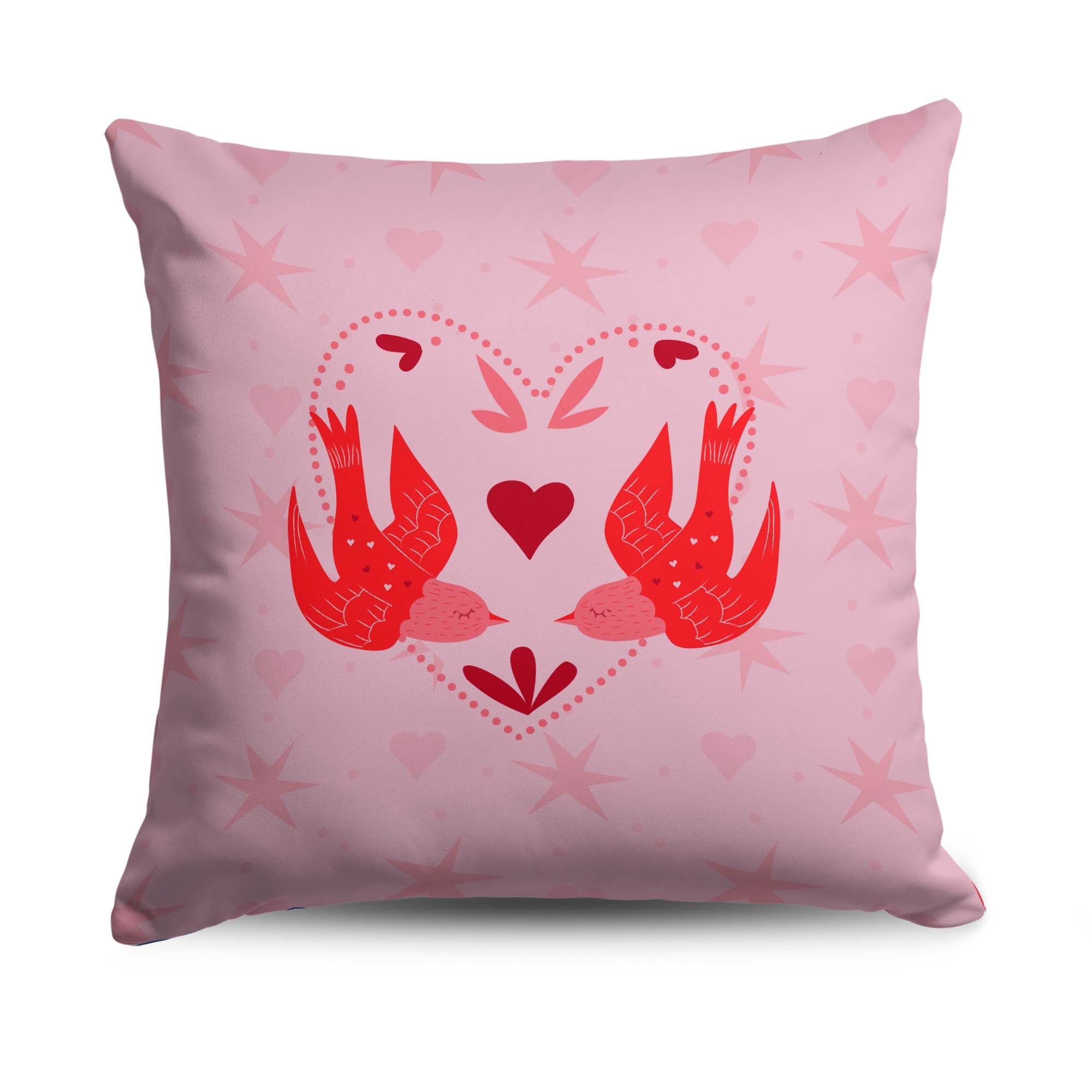 Valentine's Day Flying Birds Throw Pillow 18X18 Inches