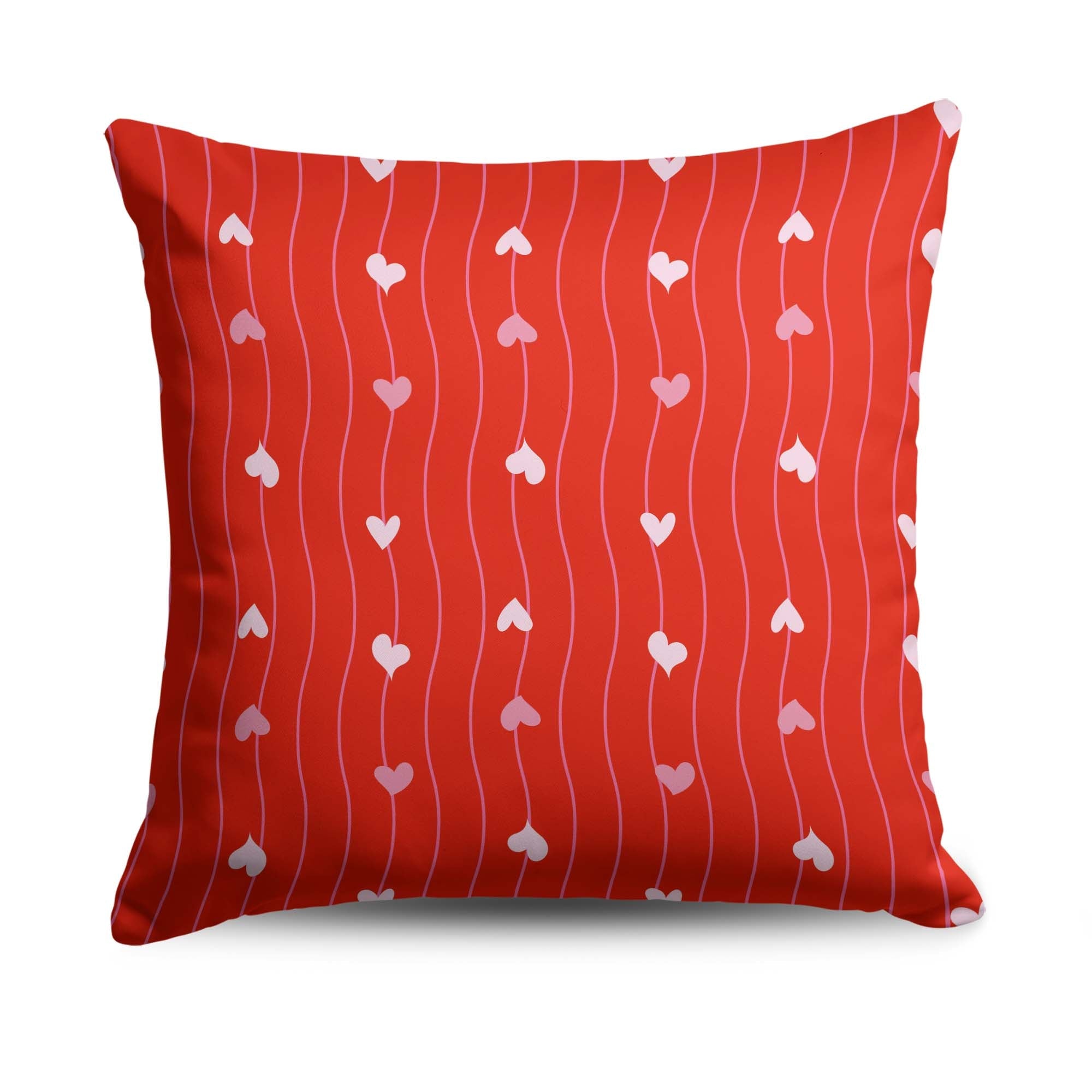 Valentine's Day Line Hearts Throw Pillow 18X18 Inches