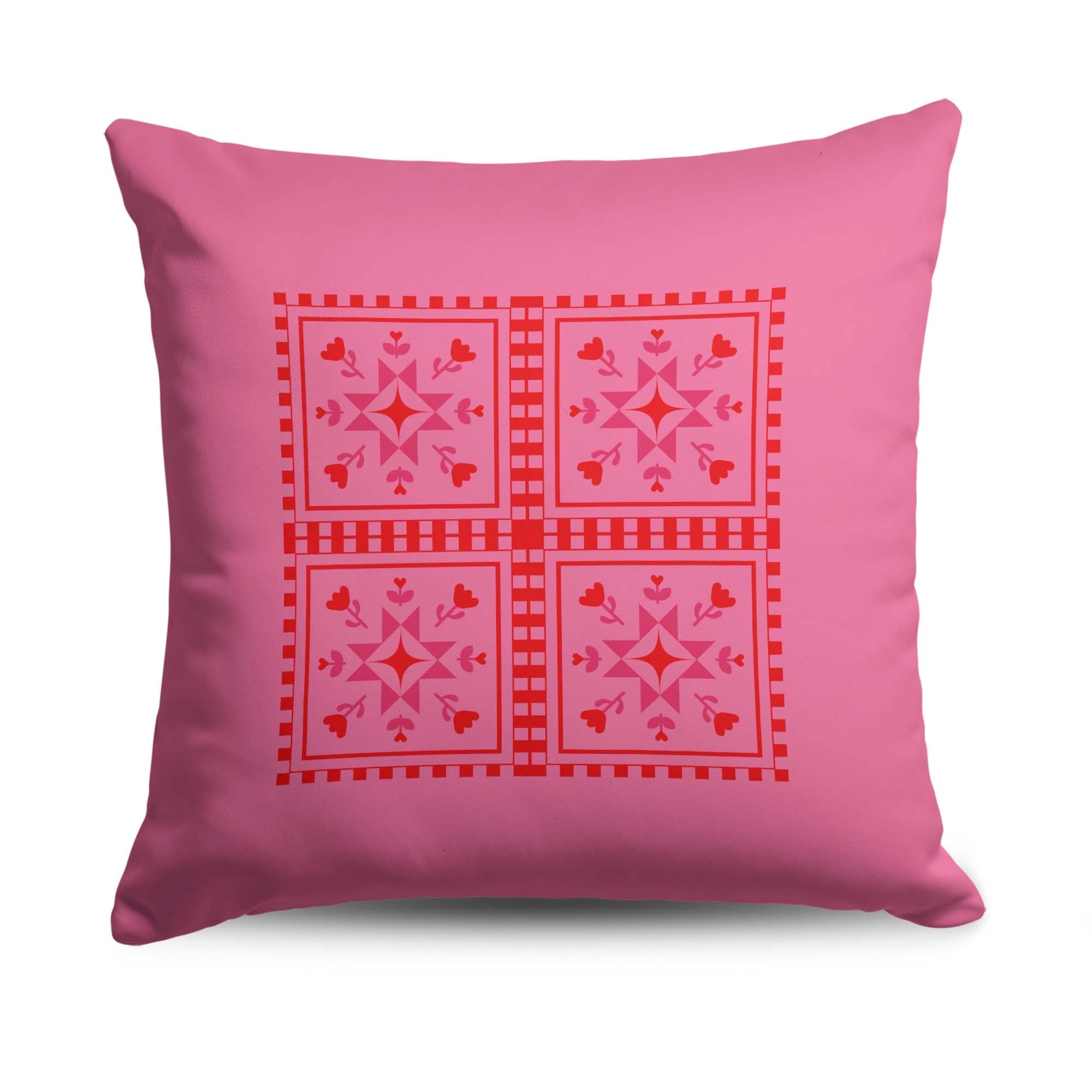 Valentine's Day Quilted Throw Pillow 18X18 Inches