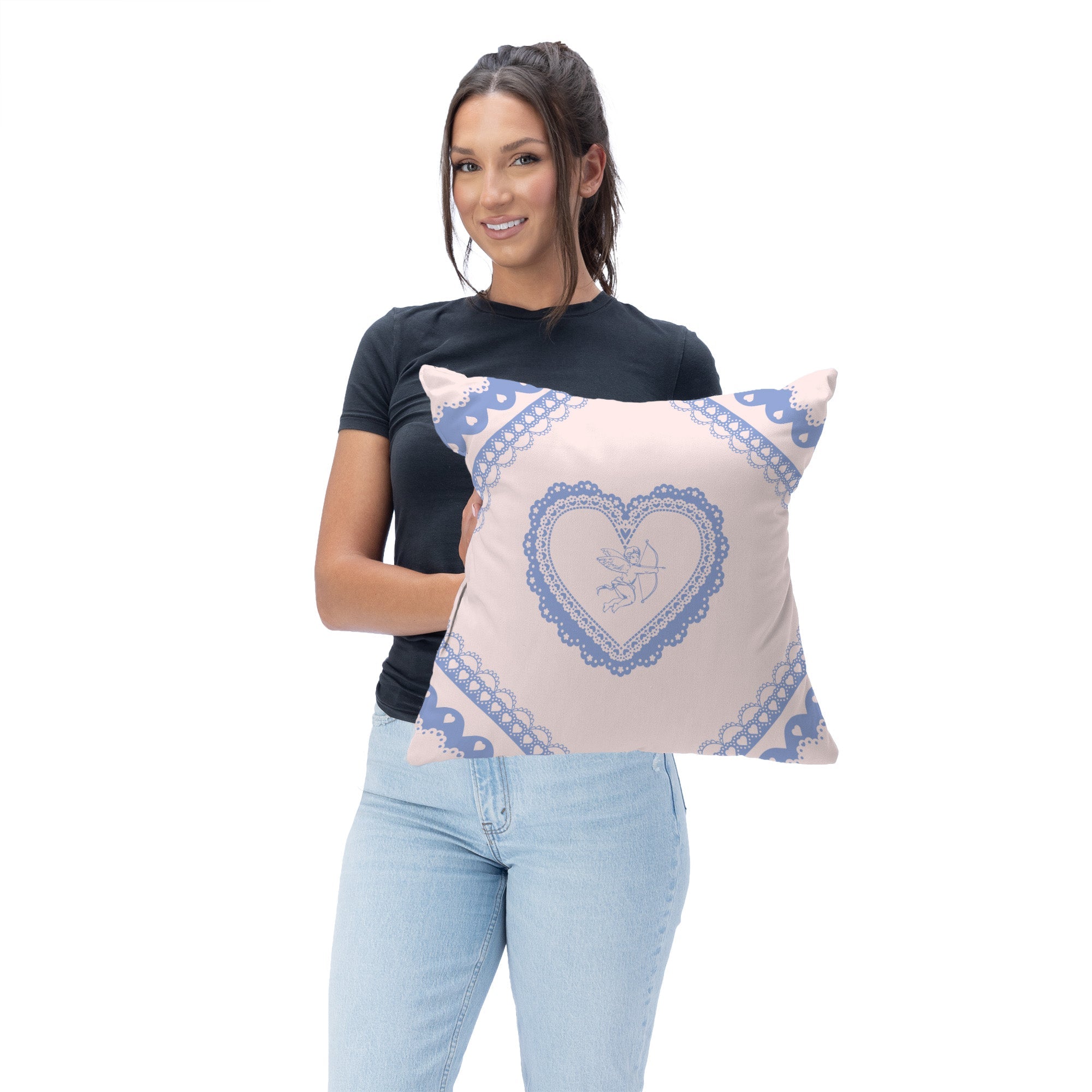 Valentine's Day Vintage Hearts Throw Pillow 18X18 Inches