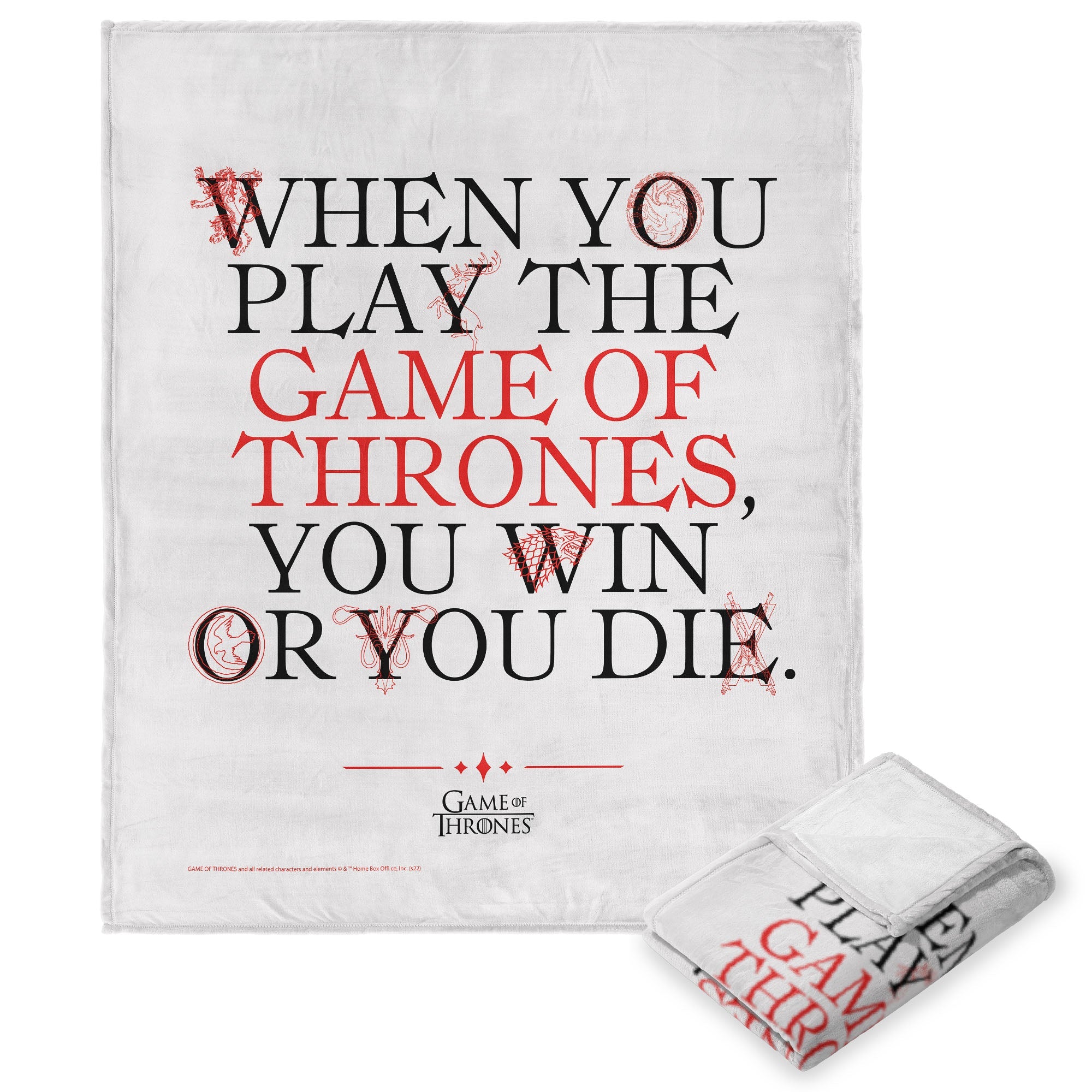 Warner Bros. Game Of Thrones Win Or Die Silk Touch Throw Blanket 50x60 Inches