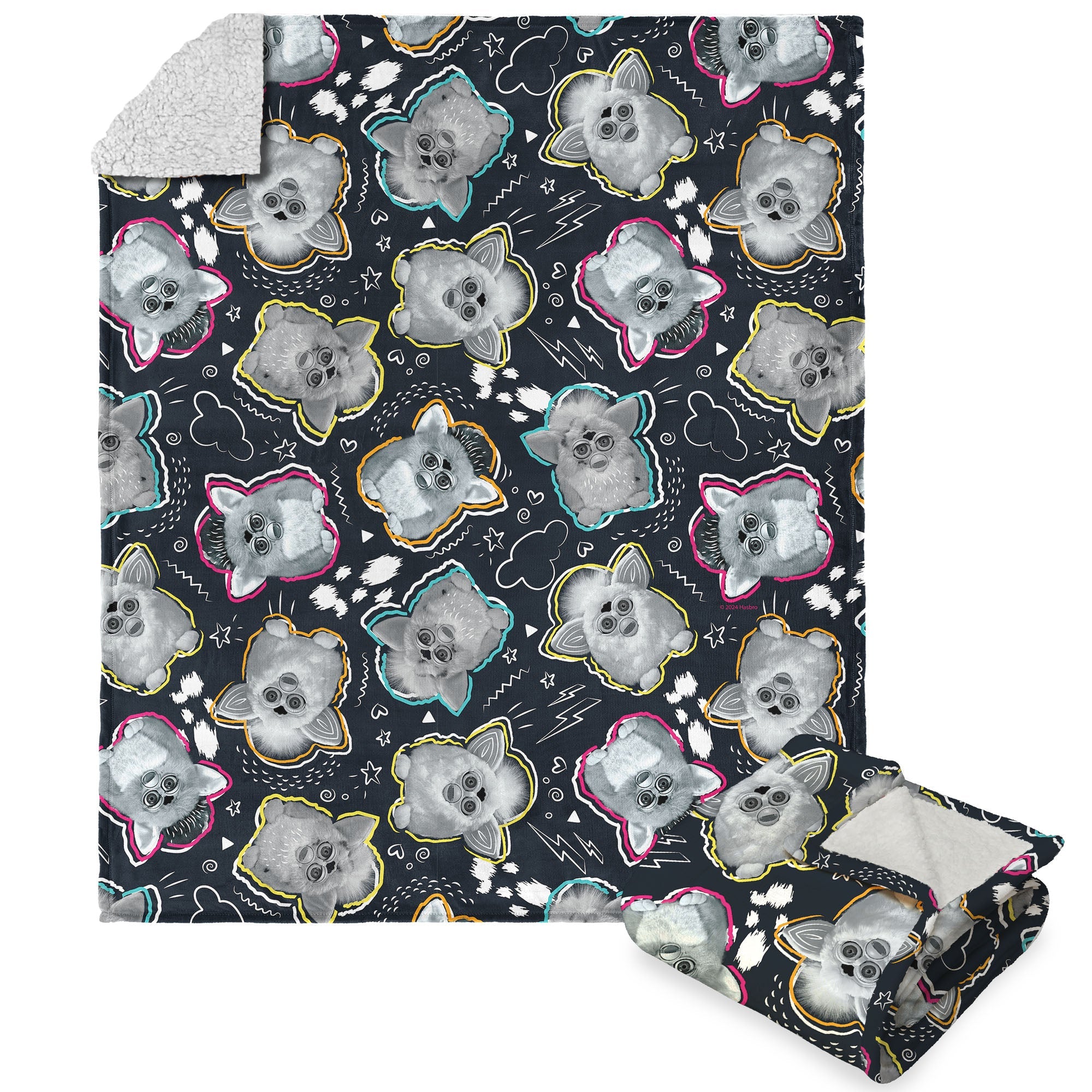 Hasbro Furby Retro Furby Pattern Silk Touch Throw Blanket 50?¡ª60 Inches