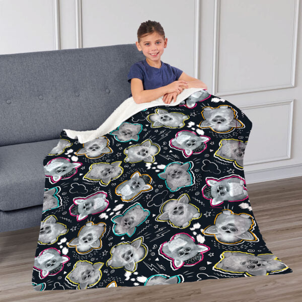 Hasbro Furby Retro Furby Pattern Silk Touch Throw Blanket 50?¡ª60 Inches