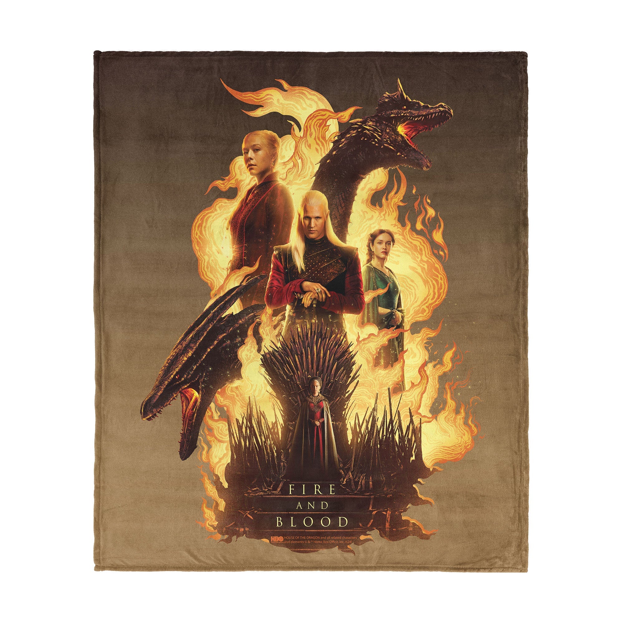 Warner Bros. House of the Dragon Fire and Blood Reigns Silk Touch Throw Blanket 50x60 Inches