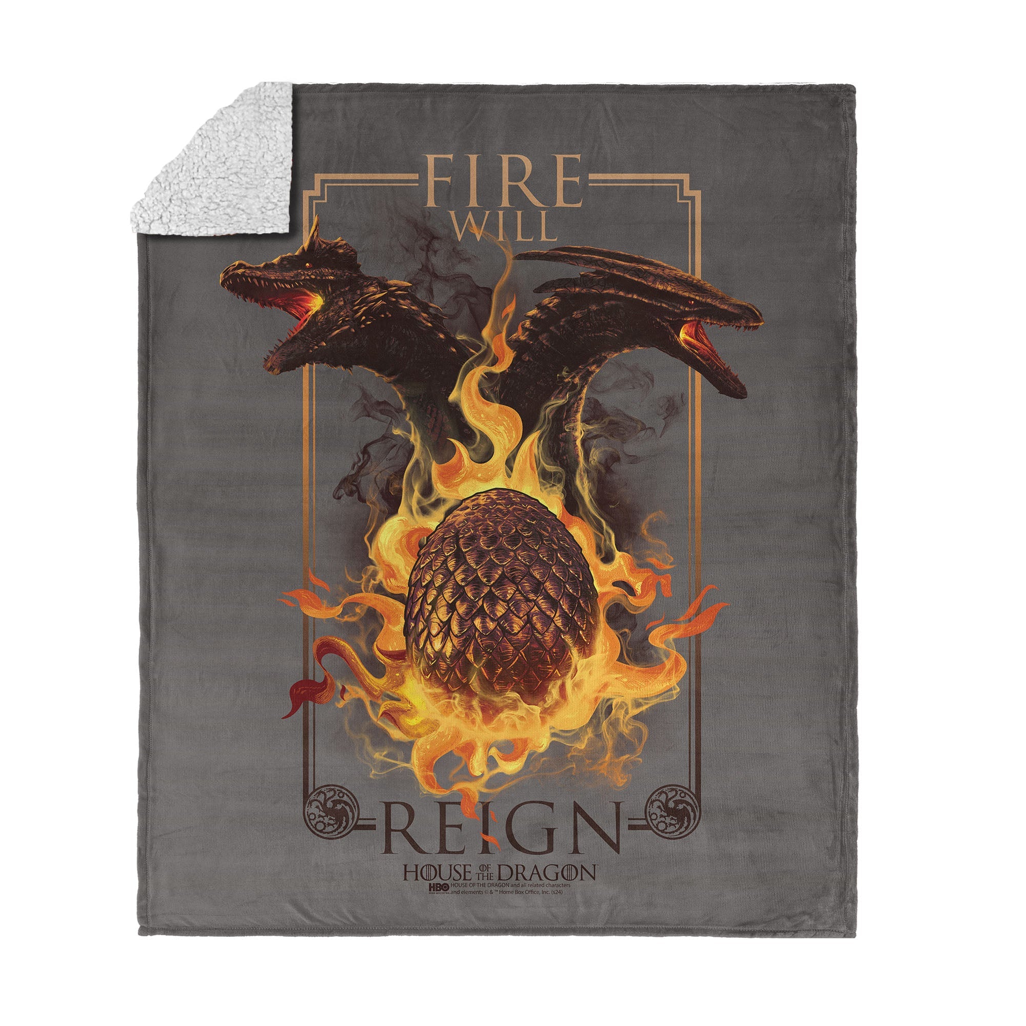 Warner Bros. House of the Dragon Let it Reign Silk Touch Sherpa Throw Blanket 50x60 Inches
