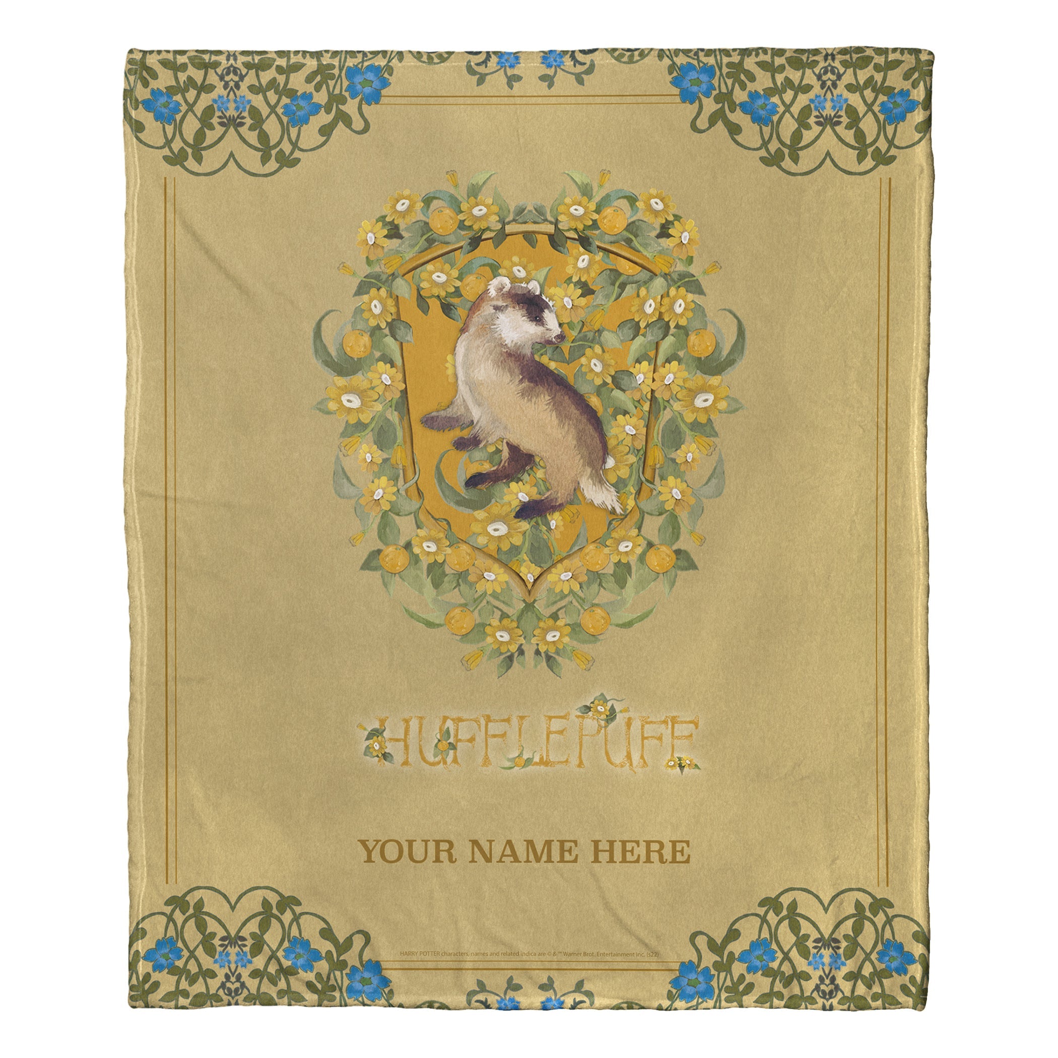 Warner Bros. Harry Potter Botanical Hufflepuff Personalized Silk Touch Throw Blanket 50x60 Inches