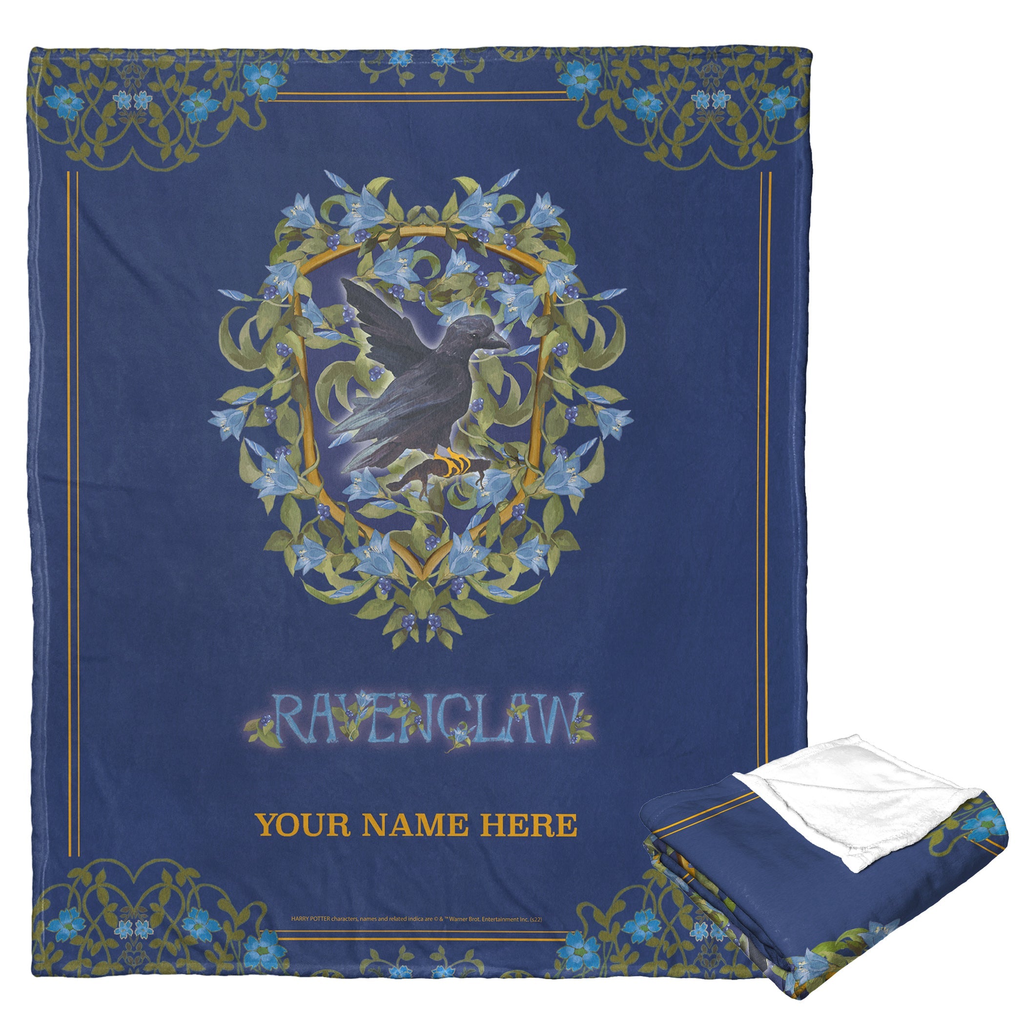 Warner Bros. Harry Potter Botanical Ravenclaw Personalized Silk Touch Throw Blanket 50x60 Inches
