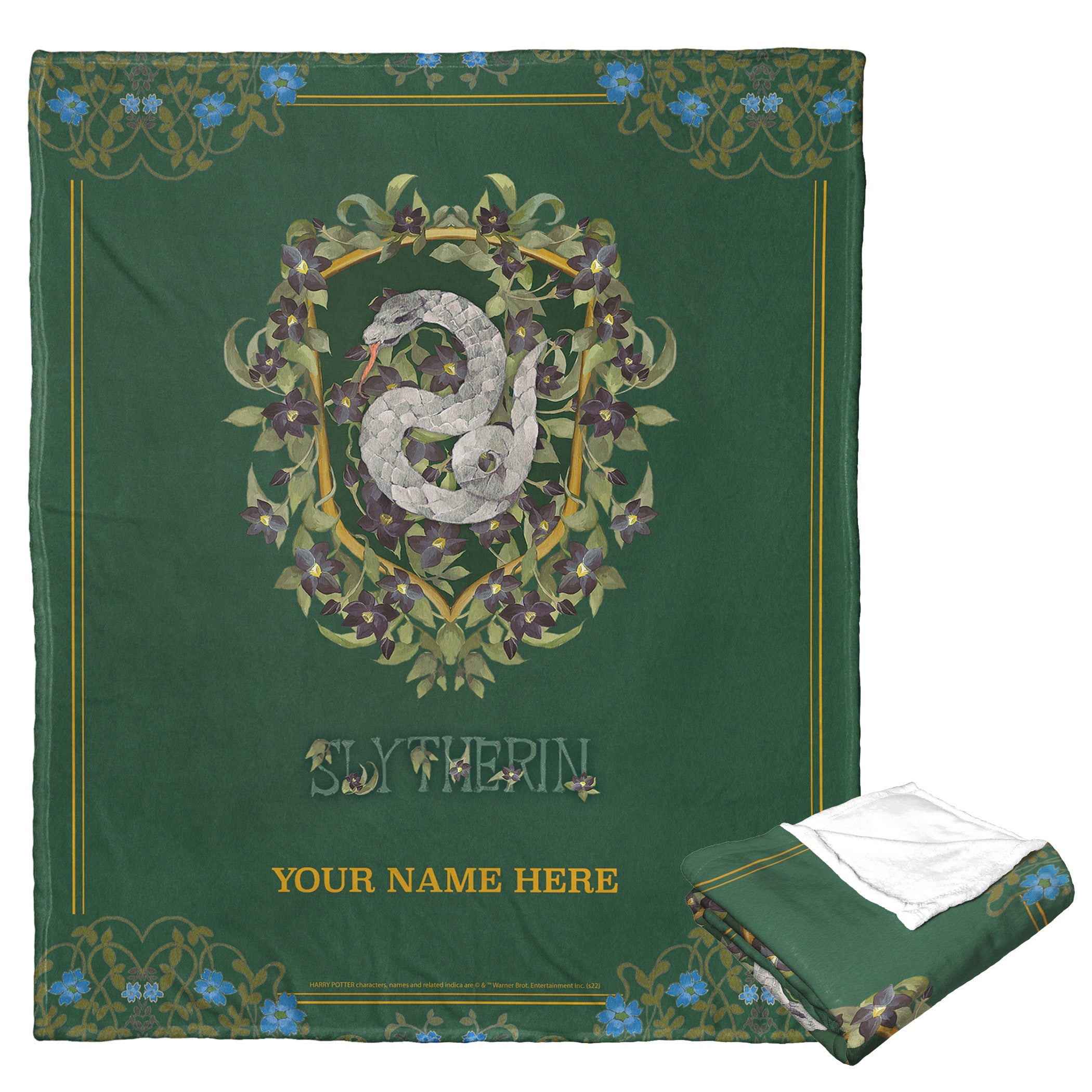 Warner Bros. Harry Potter Botanical Slytherin Personalized Silk Touch Throw Blanket 50x60 Inches