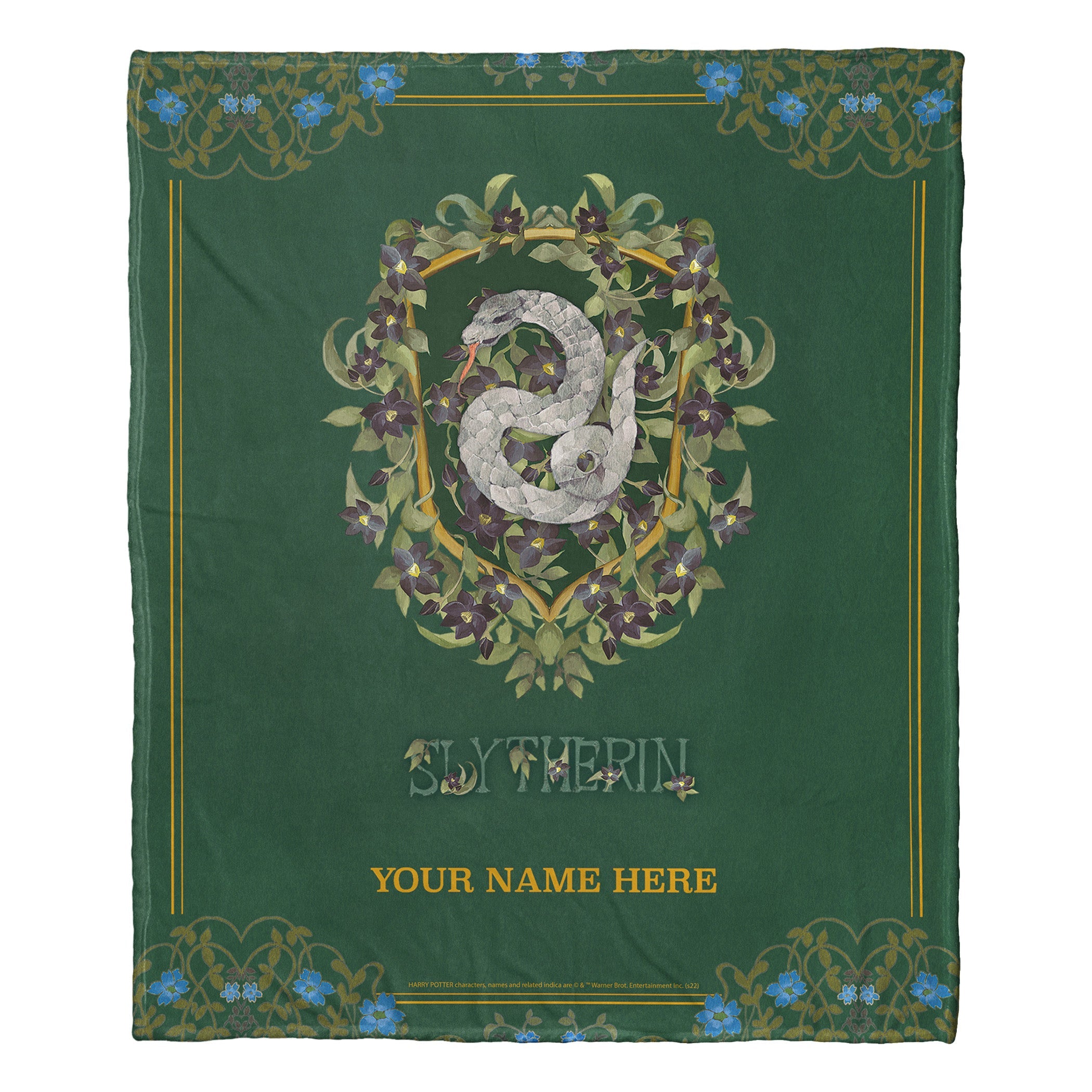 Warner Bros. Harry Potter Botanical Slytherin Personalized Silk Touch Throw Blanket 50x60 Inches