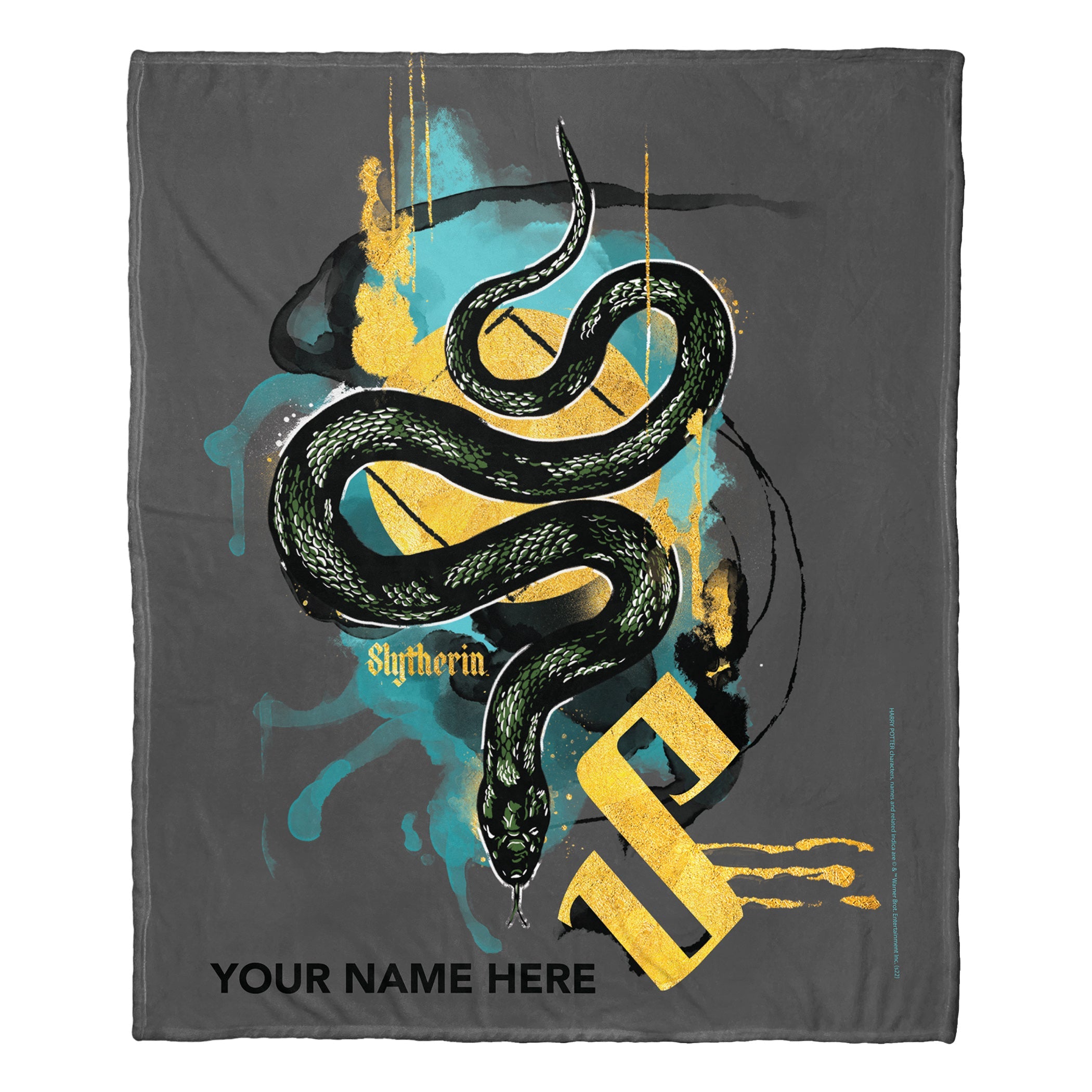 Warner Bros. Harry Potter Watercolor Slytherin Personalized Silk Touch Throw Blanket 50x60 Inches