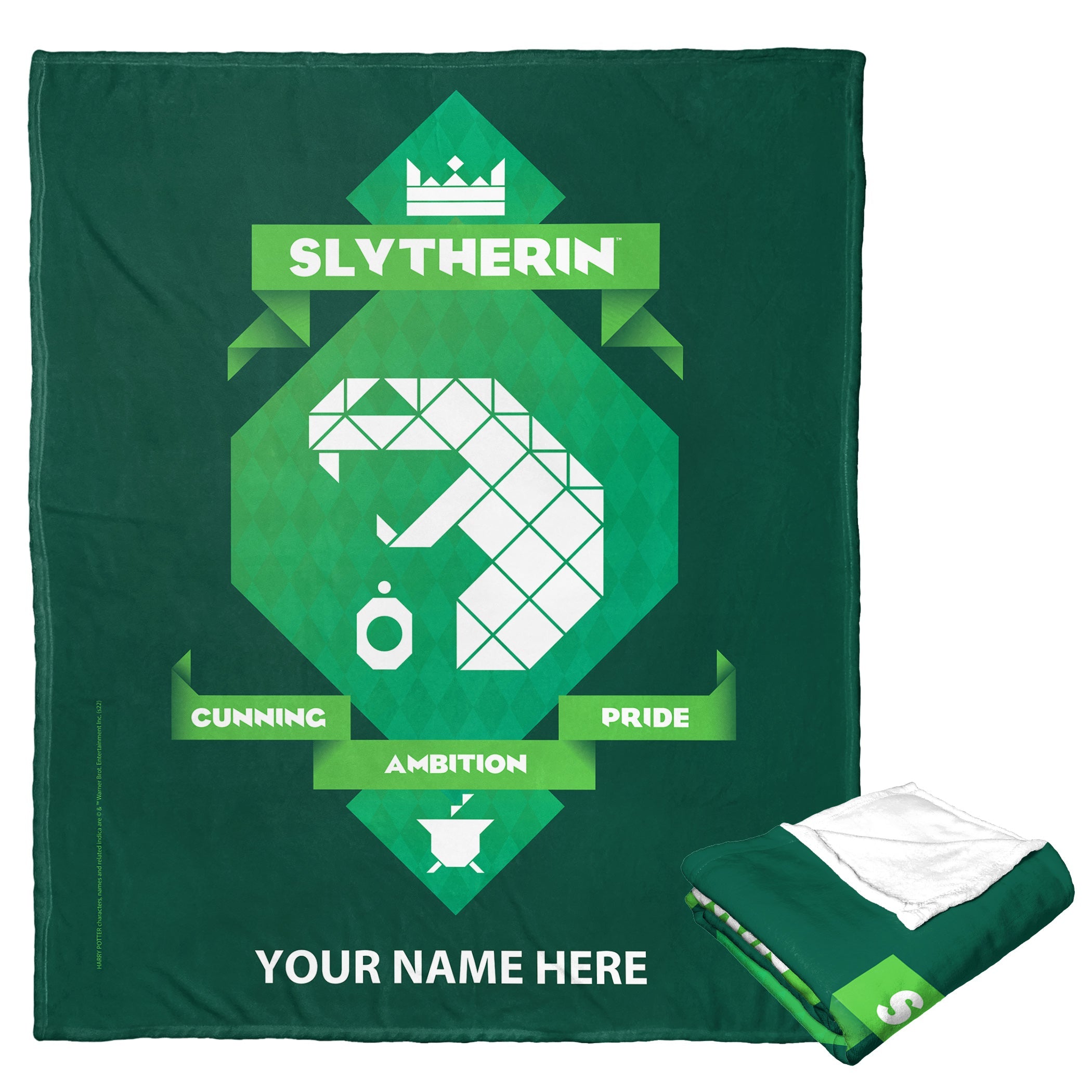 Warner Bros. Harry Potter Slytherin Pride Personalized Silk Touch Throw Blanket 50x60 Inches