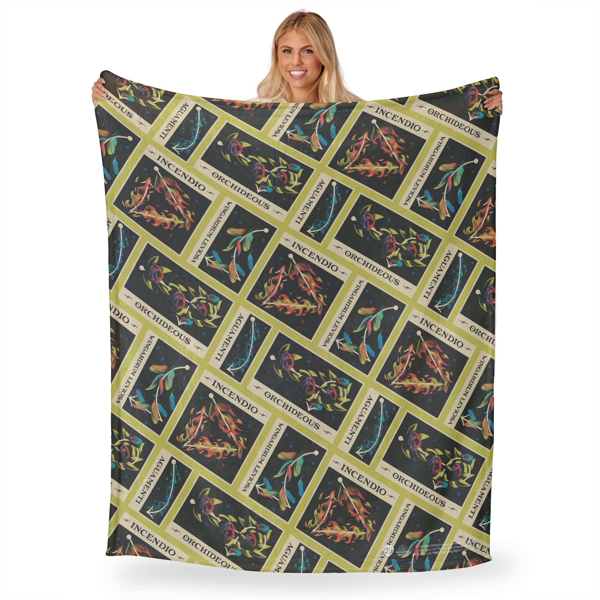 Warner Bros. Harry Potter Spell Pattern Silk Touch Throw Blanket 50x60 Inches