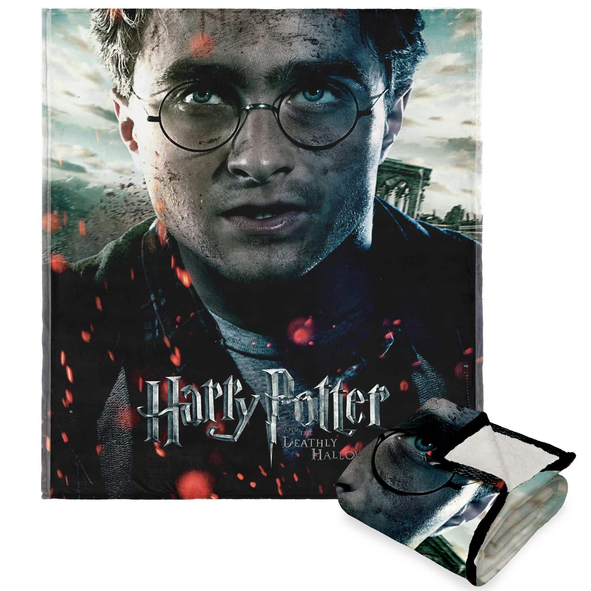 Warner Bros. Harry Potter Deathly Hallows Part 2 Silk Touch Sherpa Throw Blanket 50x60 Inches
