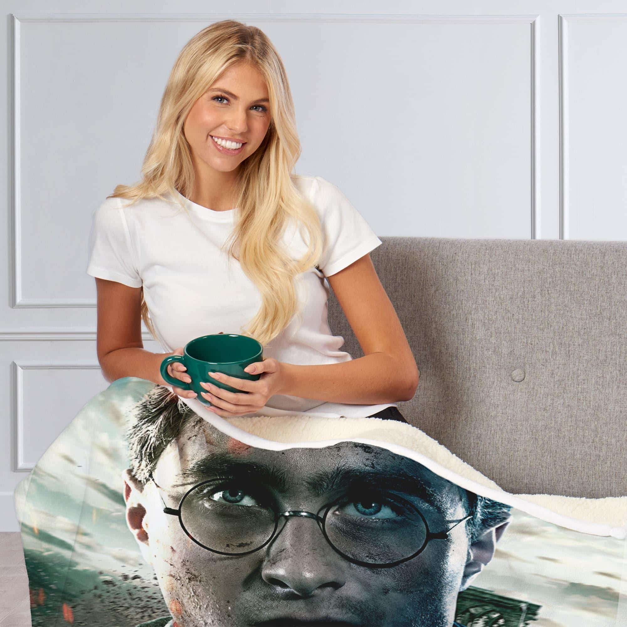 Warner Bros. Harry Potter Deathly Hallows Part 2 Silk Touch Sherpa Throw Blanket 50x60 Inches