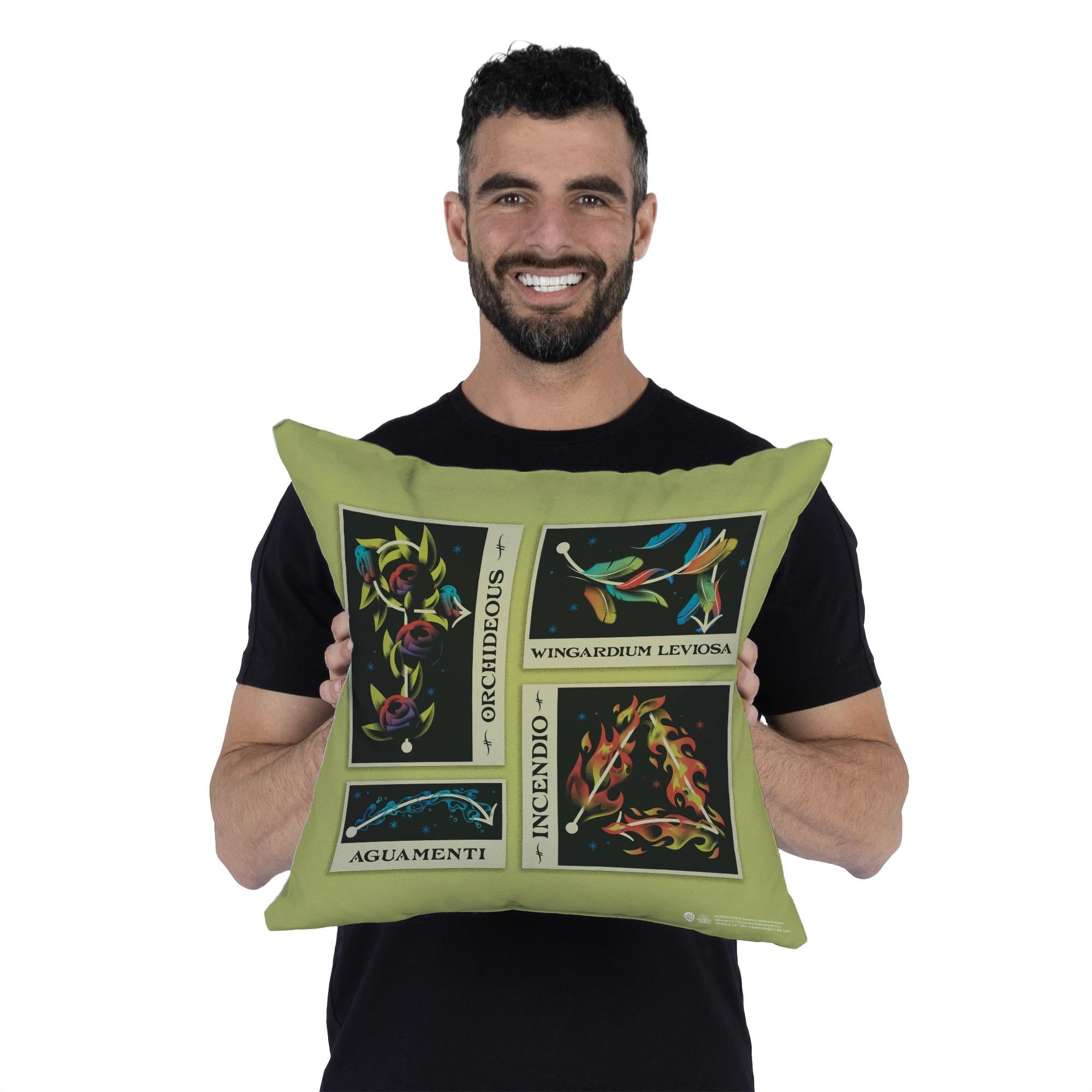 Harry Potter Spells Collage Throw Pillow 18x18 inches