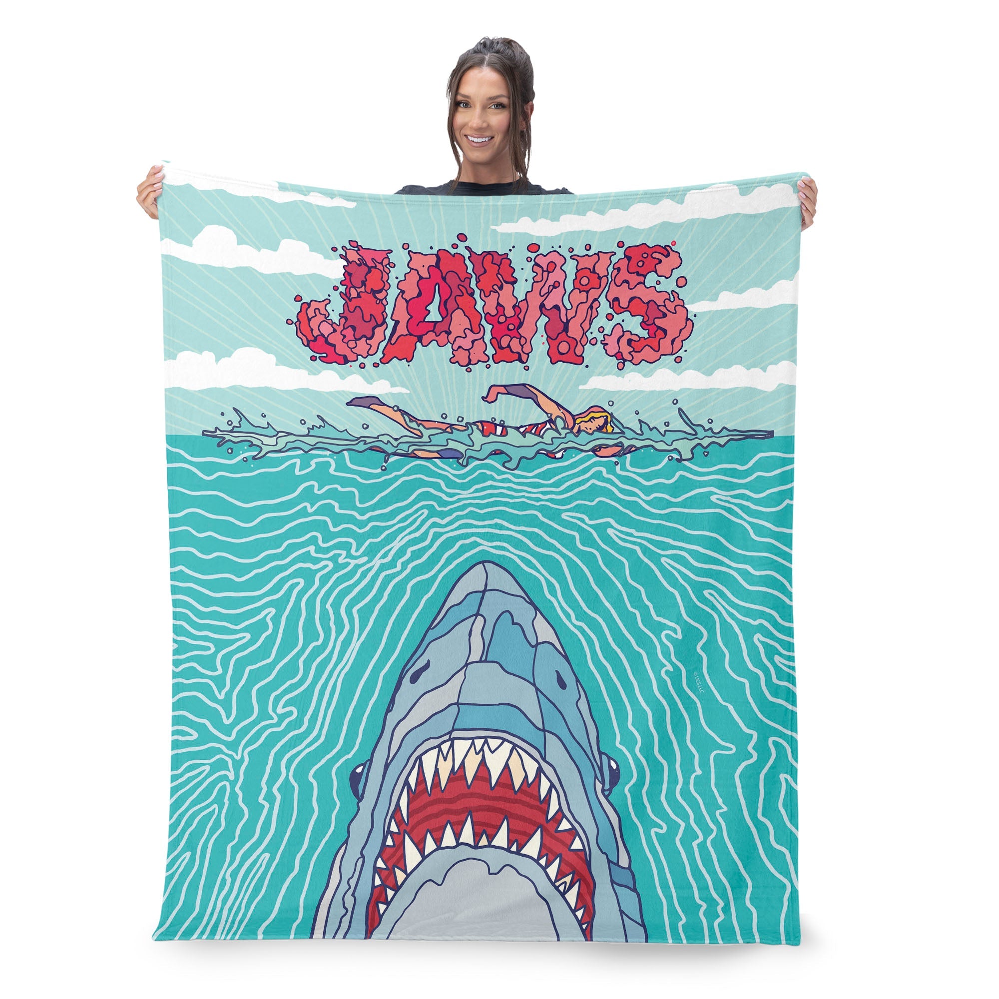 Jaws Squiggle Poster Silk Touch Throw Blanket 50x60 inches