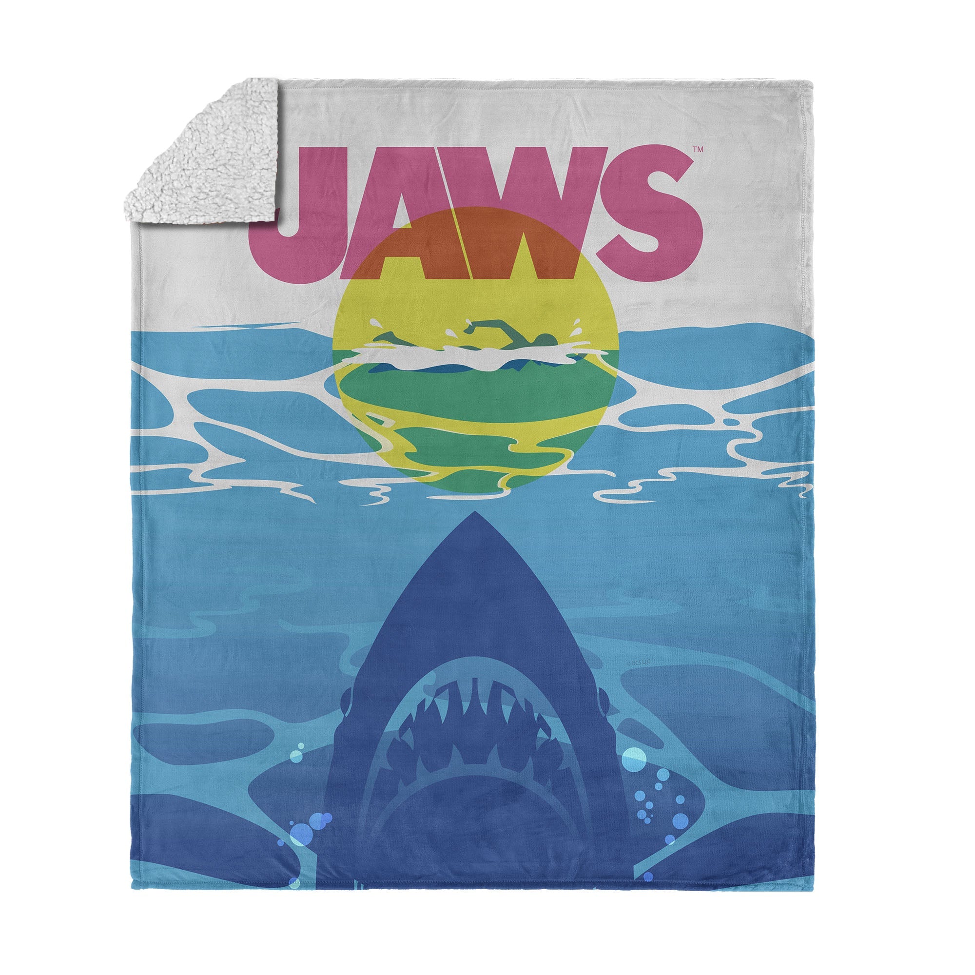 Jaws CMYK Poster Silk Touch Sherpa Throw Blanket 50x60 inches