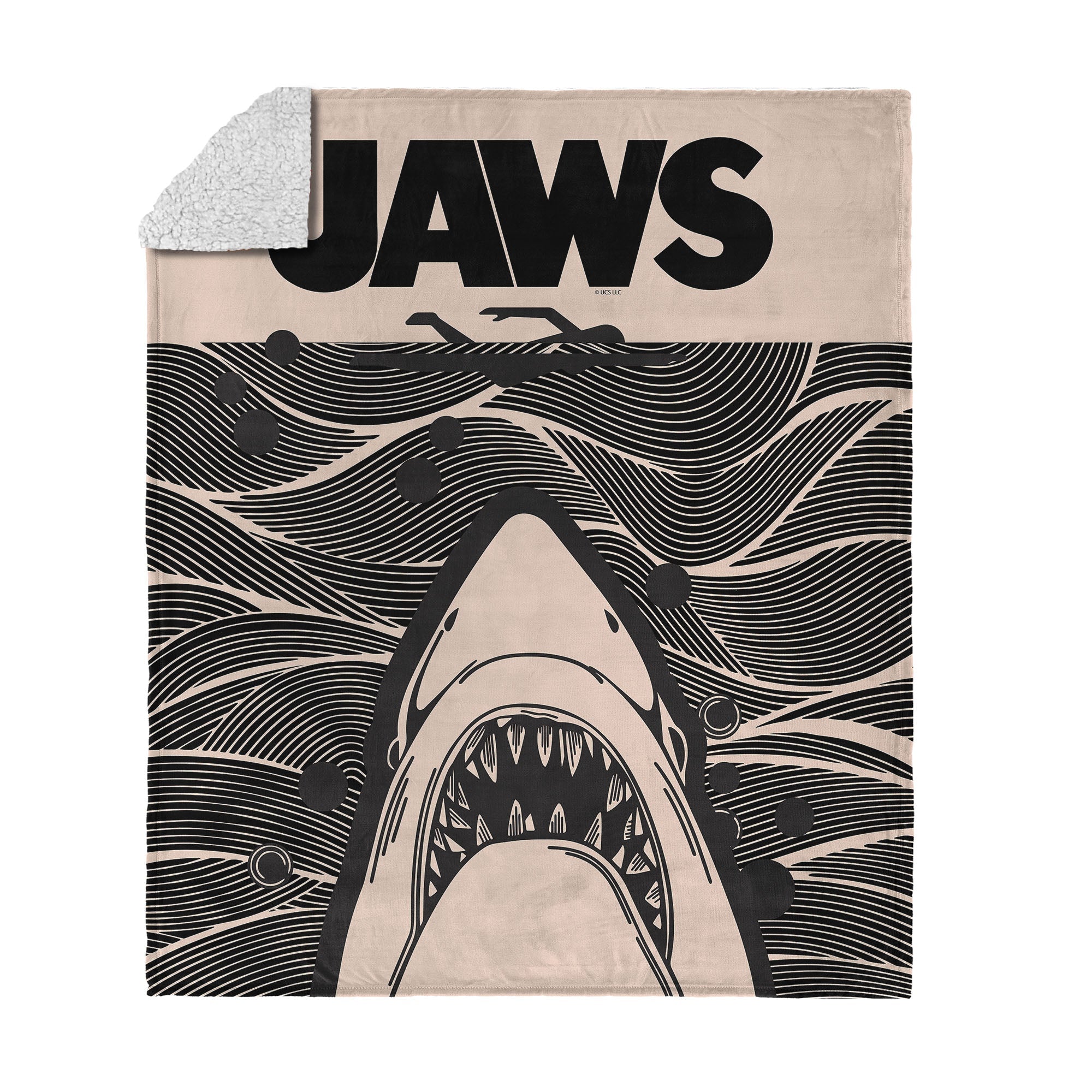 Jaws Duotone Poster Silk Touch Sherpa Throw Blanket 50x60 inches