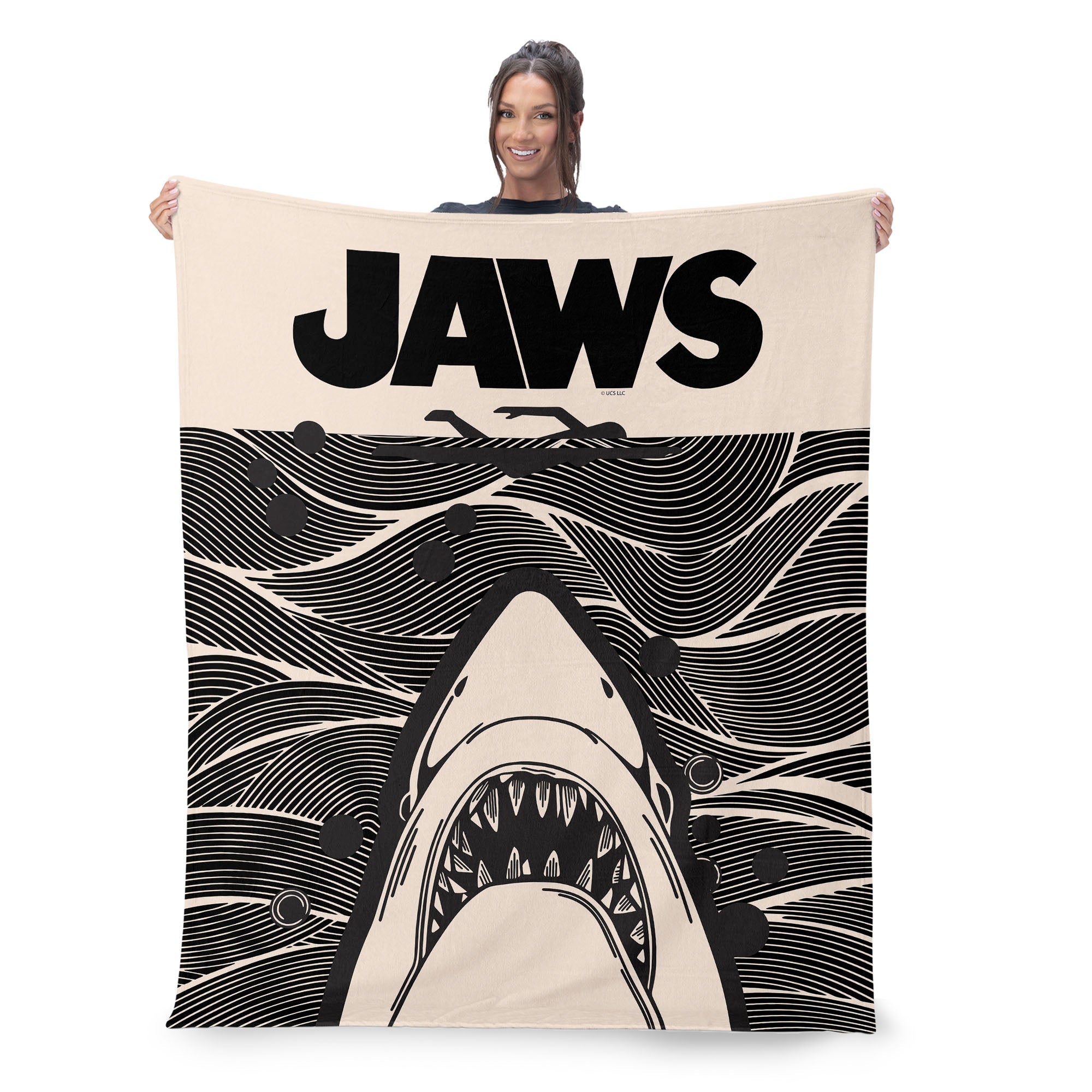 Jaws Duotone Poster Silk Touch Sherpa Throw Blanket 50x60 inches