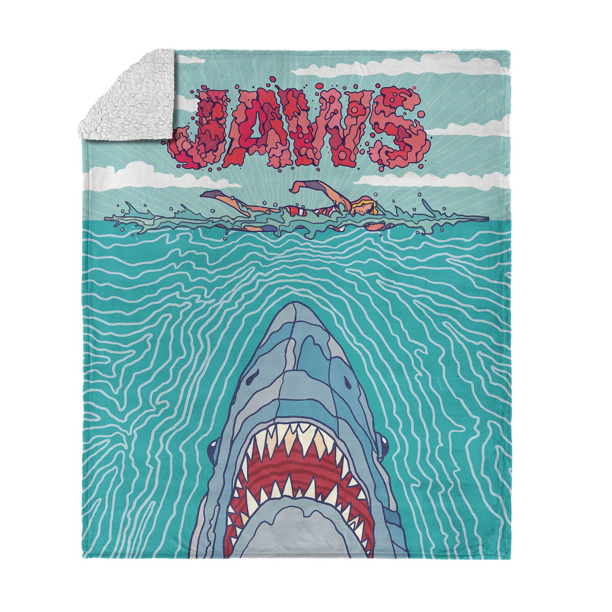 Jaws Squiggle Poster Silk Touch Sherpa Throw Blanket 50x60 inches