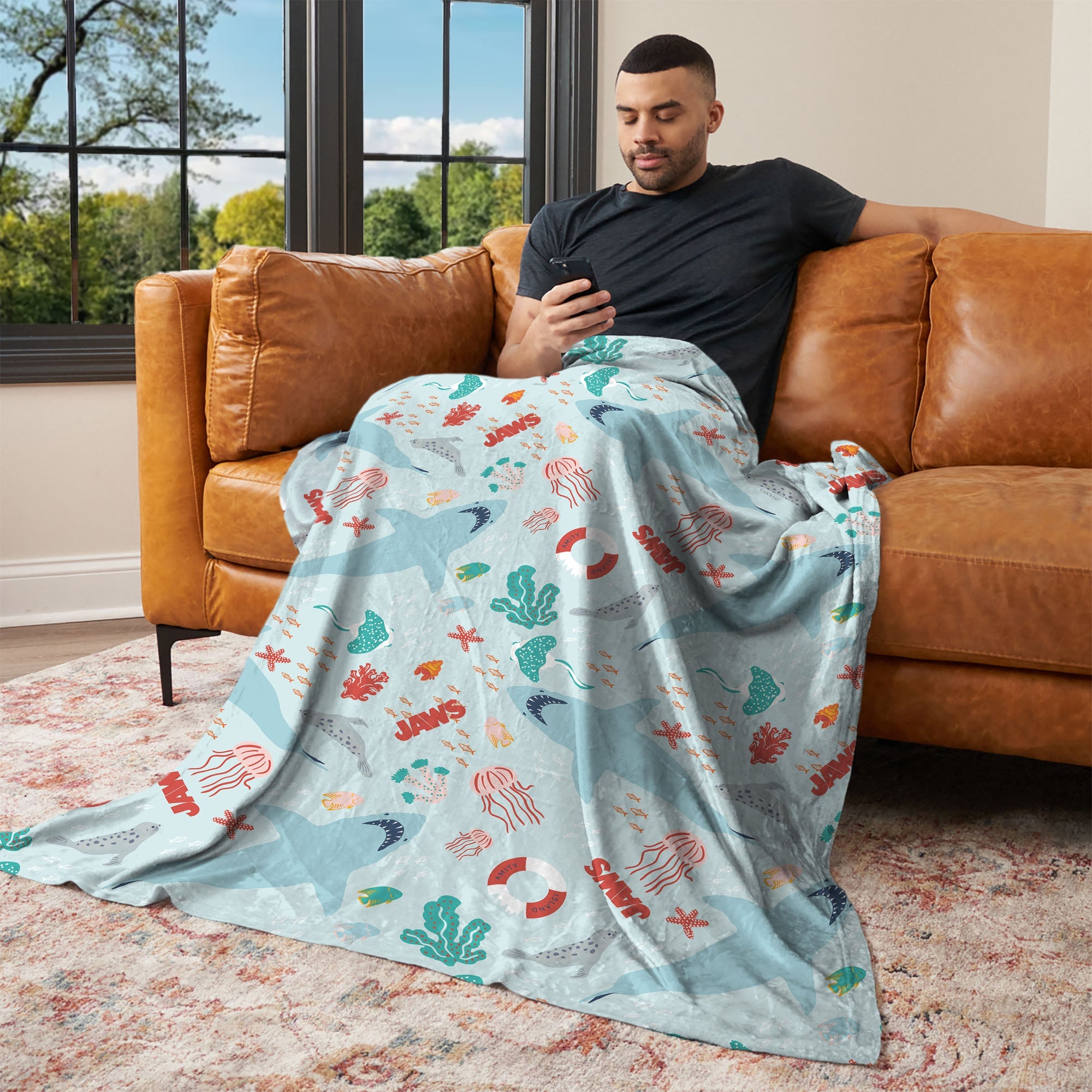 Jaws Coastal Sharks Silk Touch Throw Blanket 60x80 inches