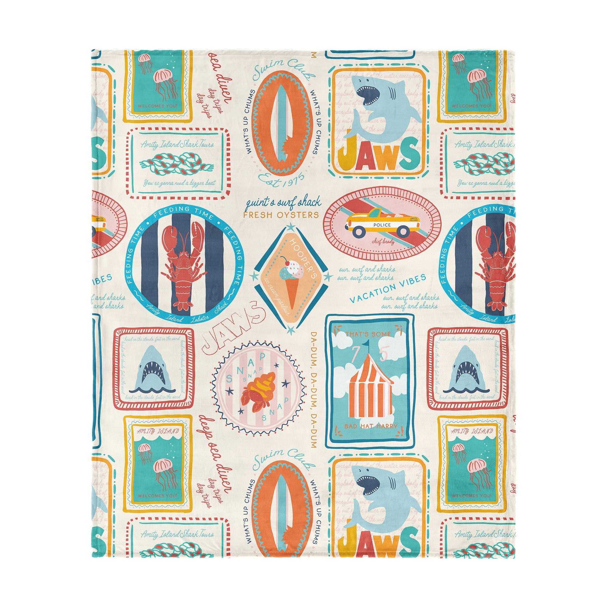 Jaws Jaws Post Stamps Silk Touch Throw Blanket 60x80 inches