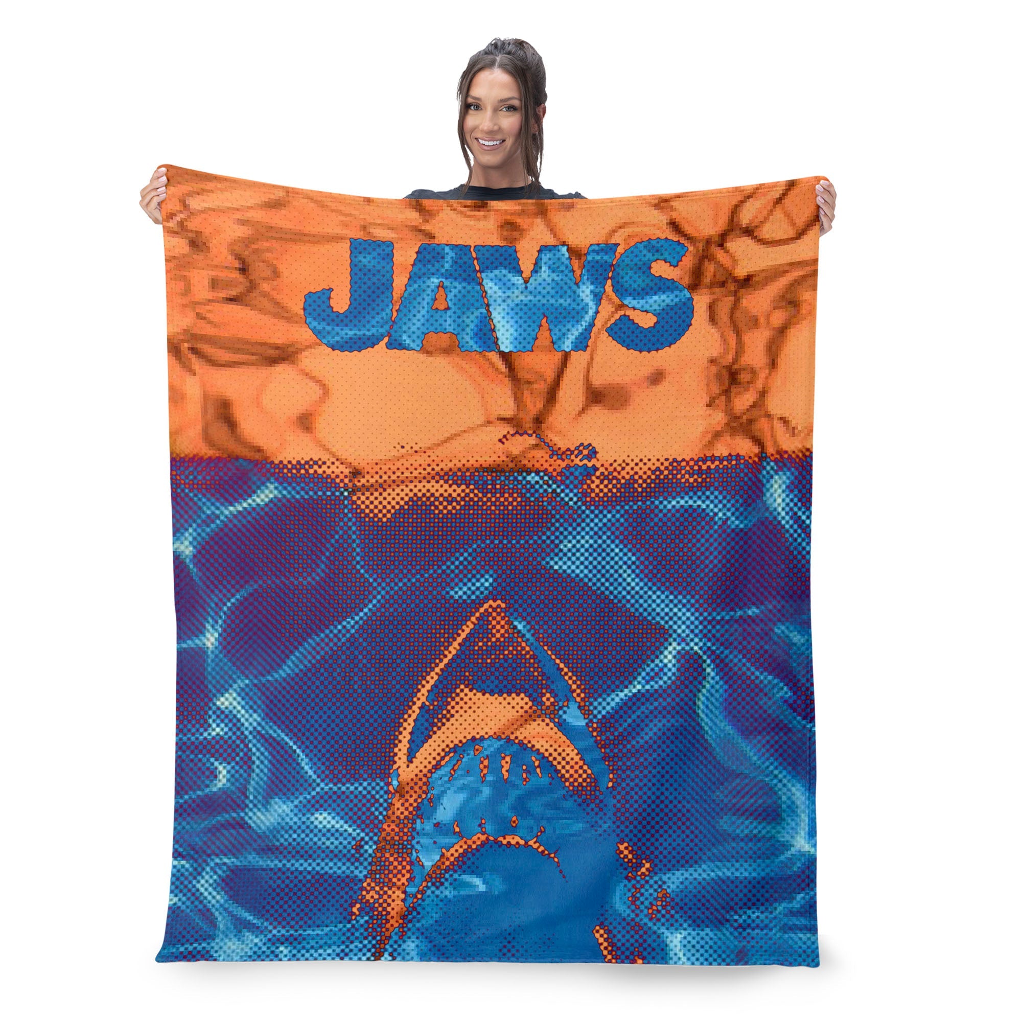 Jaws Neon Poster Silk Touch Throw Blanket 60x80 inches