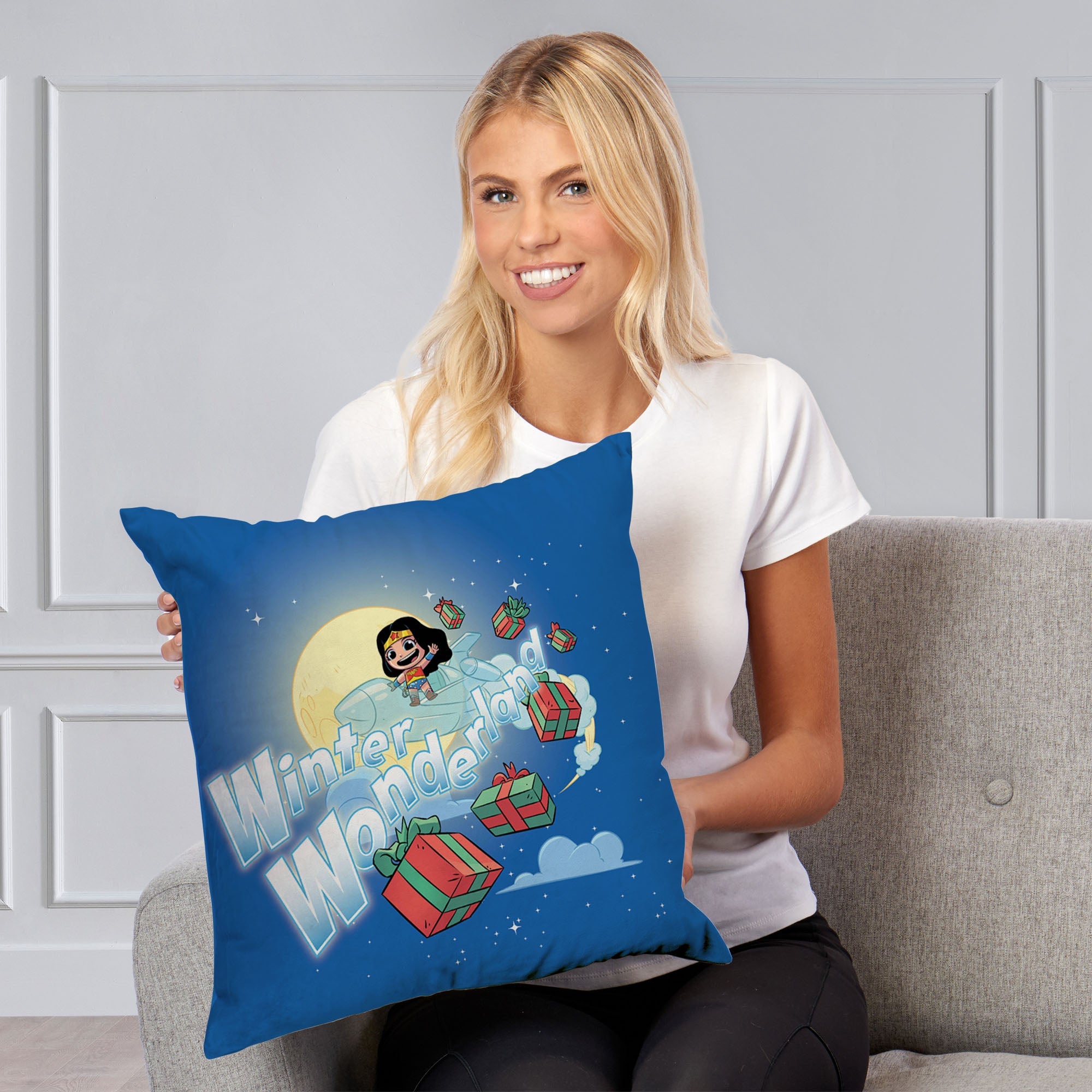 Warner Bros. Justice League Winter Wonderland Throw Pillow 18x18 Inches