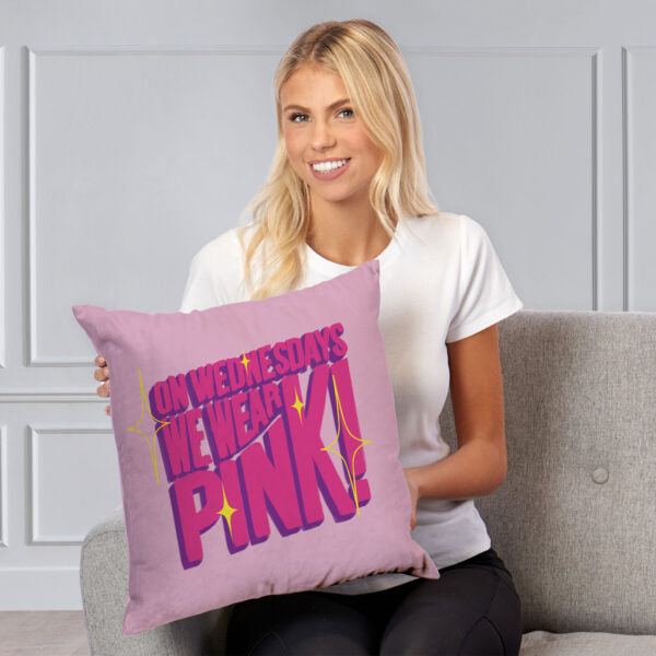 Mean Girls We Wear Pink Throw Pillow 18x18 inches