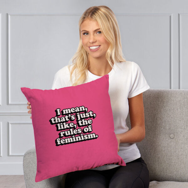 Mean Girls Rules Of Feminism Throw Pillow 18x18 inches