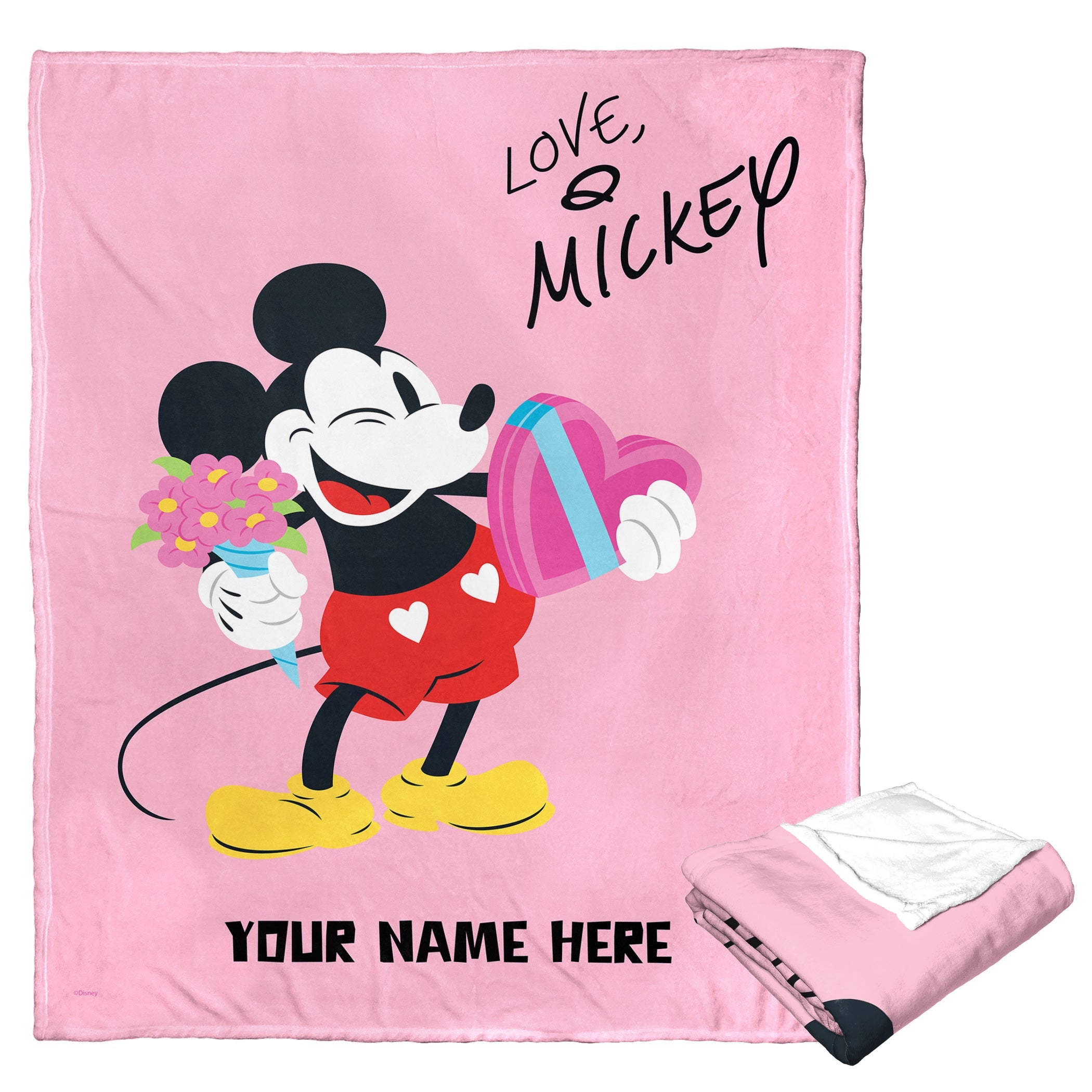 Disney Mickey Mouse Love Mickey Personalized Silk Touch Throw Blanket 50x60 Inches