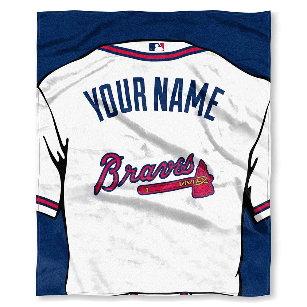 MLB Atlanta Braves Jersey Personalized Silk Touch Throw Blanket 50x60 Inches